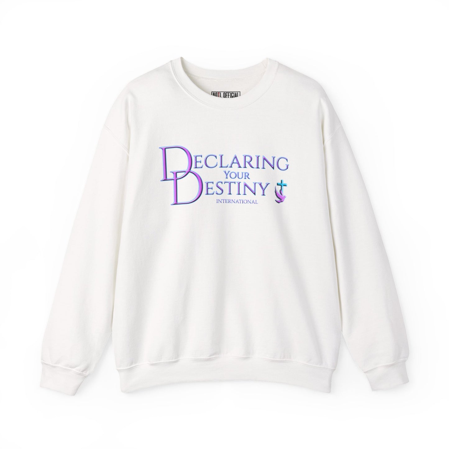 Declaring Your Destiny Purple -Teal logo/ Ephesians 3:20  Unisex Heavy Blend™ Crewneck Sweatshirt