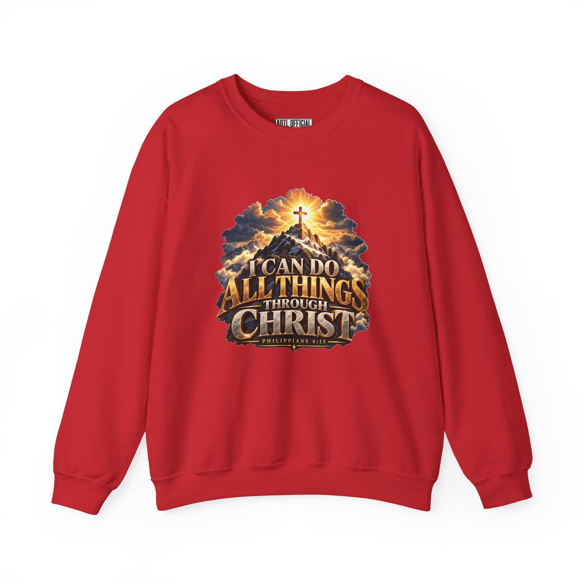 I Can Do All Things Through Christ – Philippians 4:13 Mountain Cross Design Christian  Sweatshirt