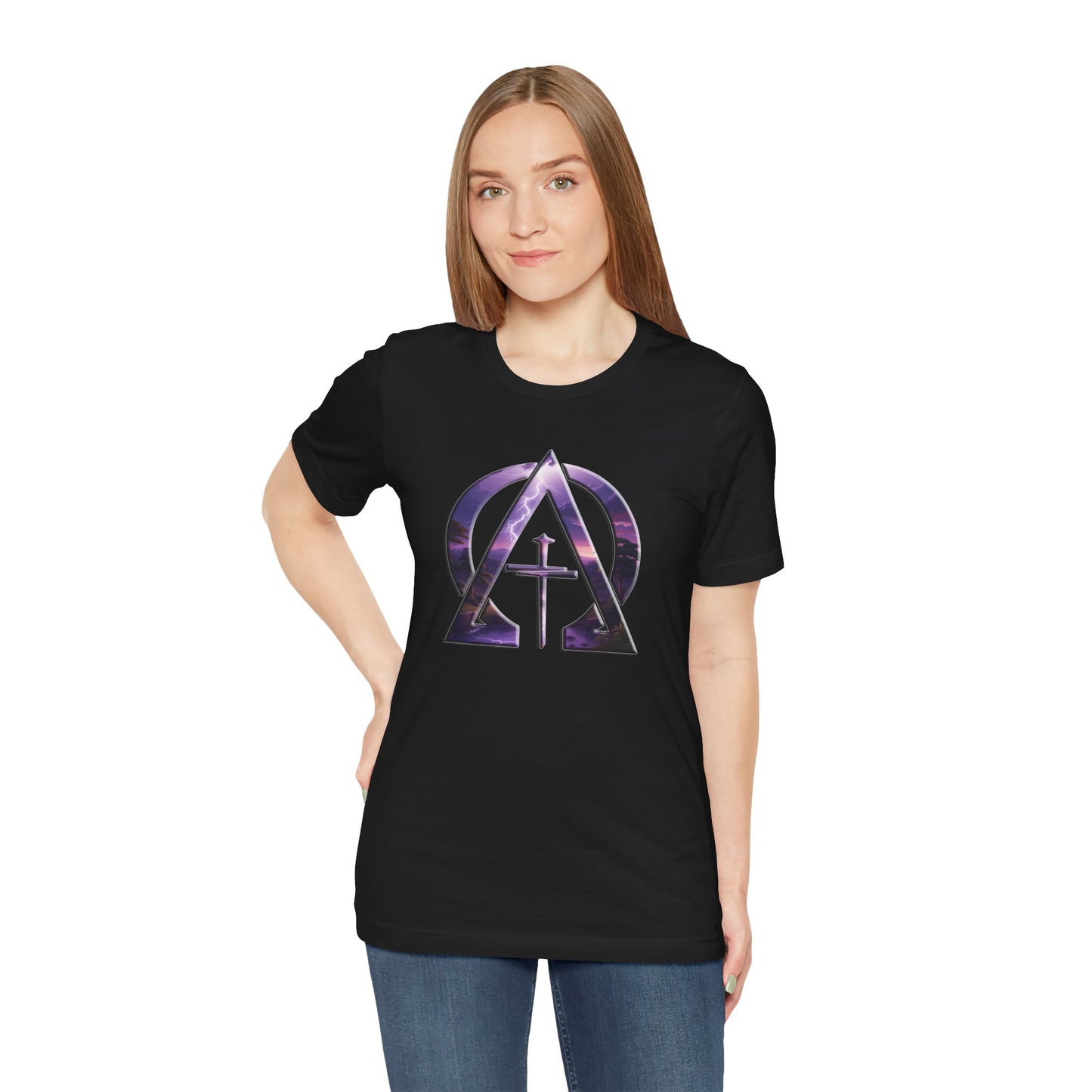 Divine Reign Amidst Nature's Majesty Alpha and Omega Unisex Short Sleeve Tee