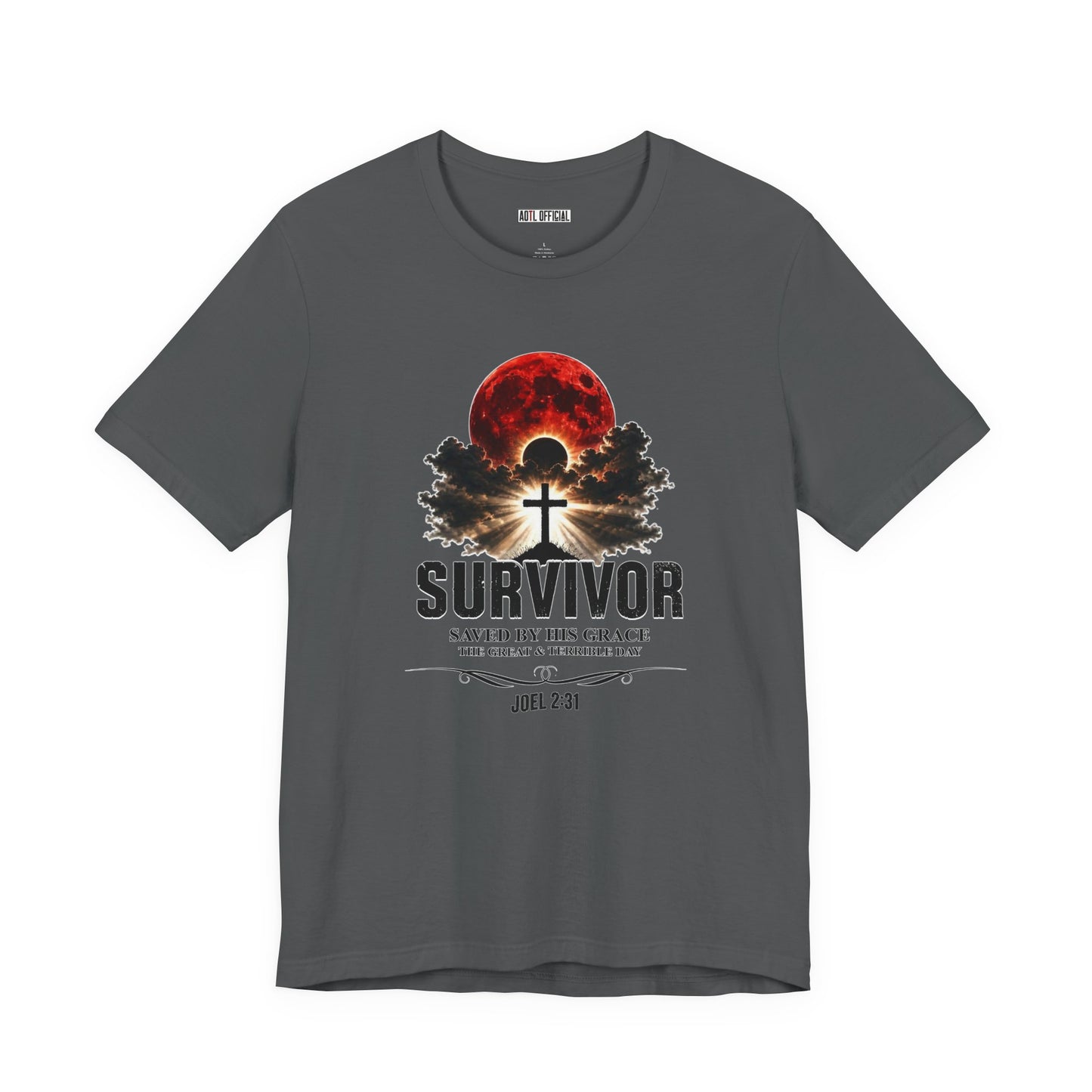 Survivor – Saved by His Grace (Joel 2:31) Unisex Short Sleeve Tee