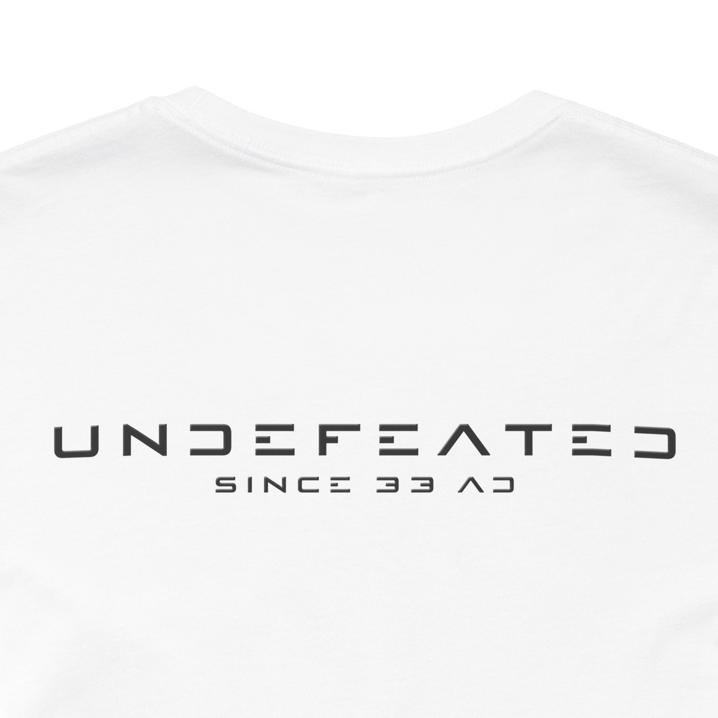 Team Jesus Modern Script, Undefeated Since 33 AD Unisex Short Sleeve Tee