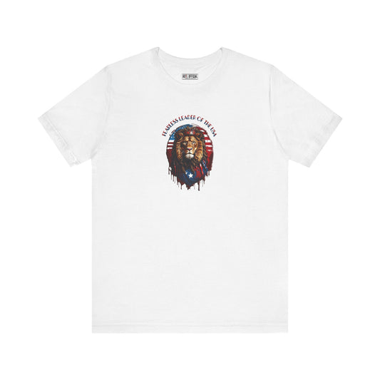 Lion of Judah: Fearless Leader of Faith Patriotic Christian Unisex Short Sleeve Tee