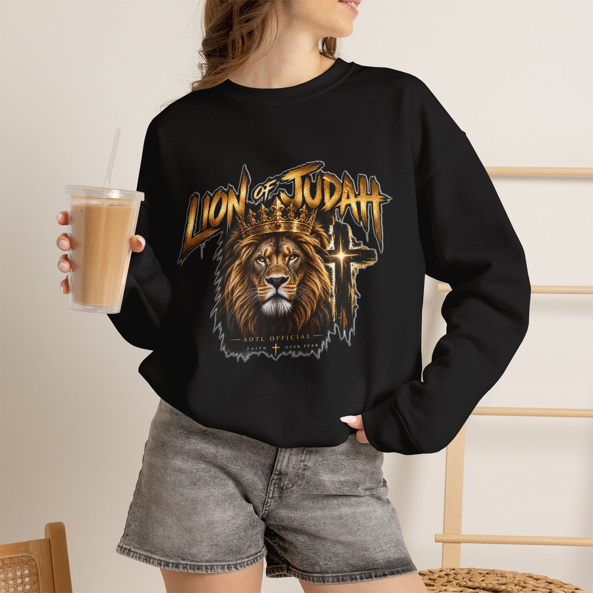Lion of Judah — Faith Over Fear Christian Sweatshirt