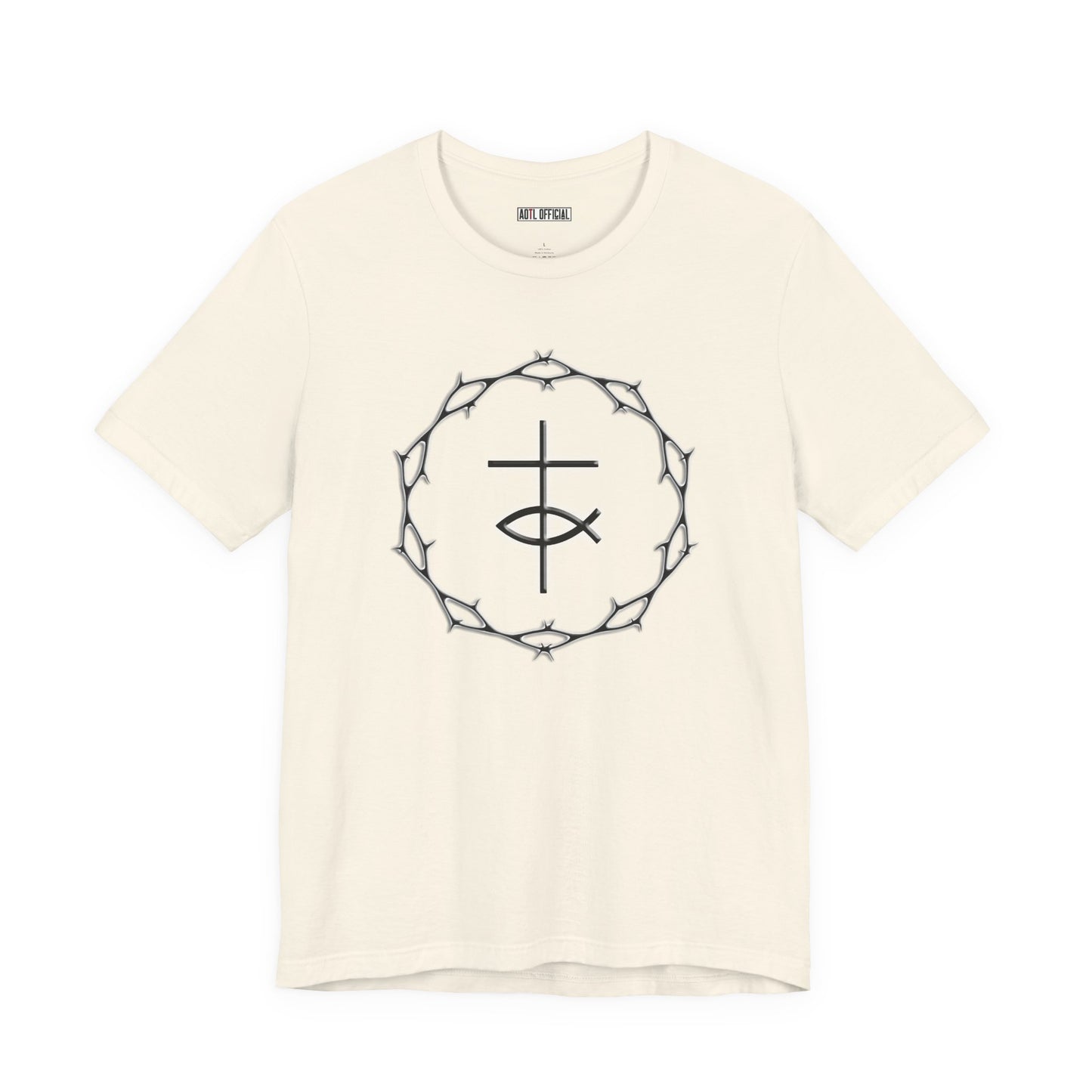 Circle of Thorns & Cross with Fish Unisex Jersey Short Sleeve Tee