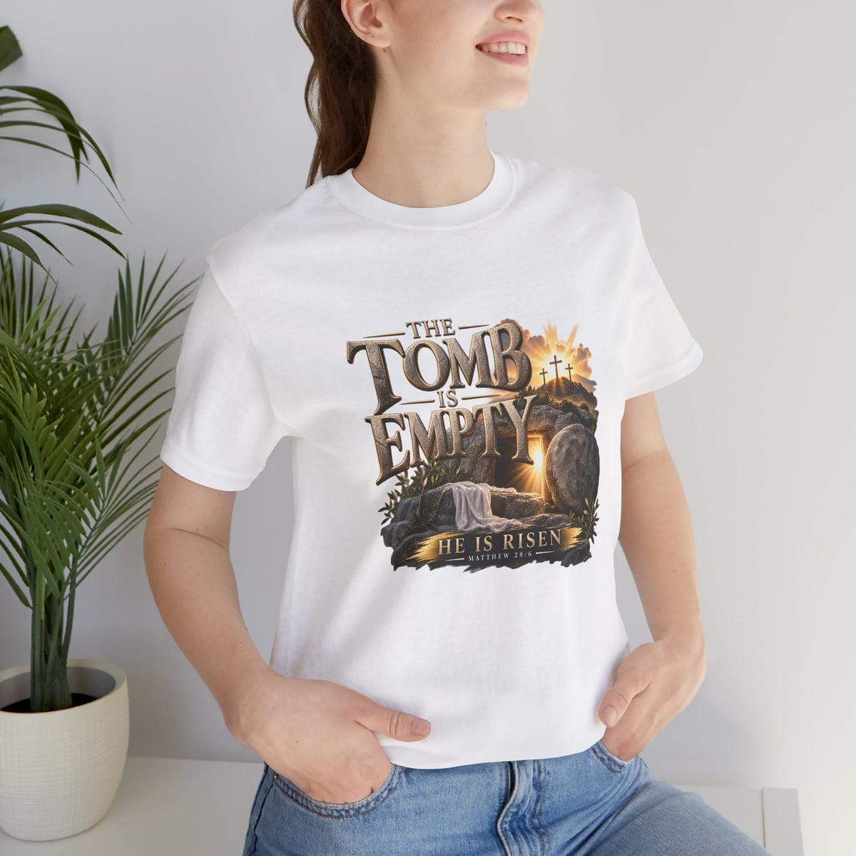 The Tomb Is Empty — Matthew 28:6 Christian T-shirt