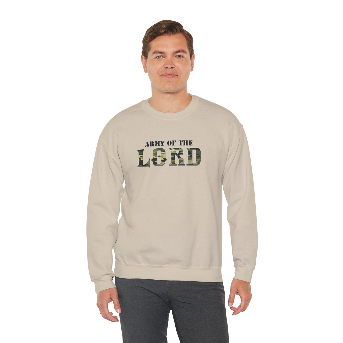 Green Camo Army of the Lord Unisex Heavy Blend™ Crewneck Sweatshirt