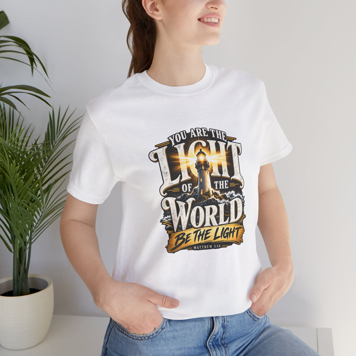 You Are the Light of the World – Matthew 5:14 Lighthouse Christian T-shirt