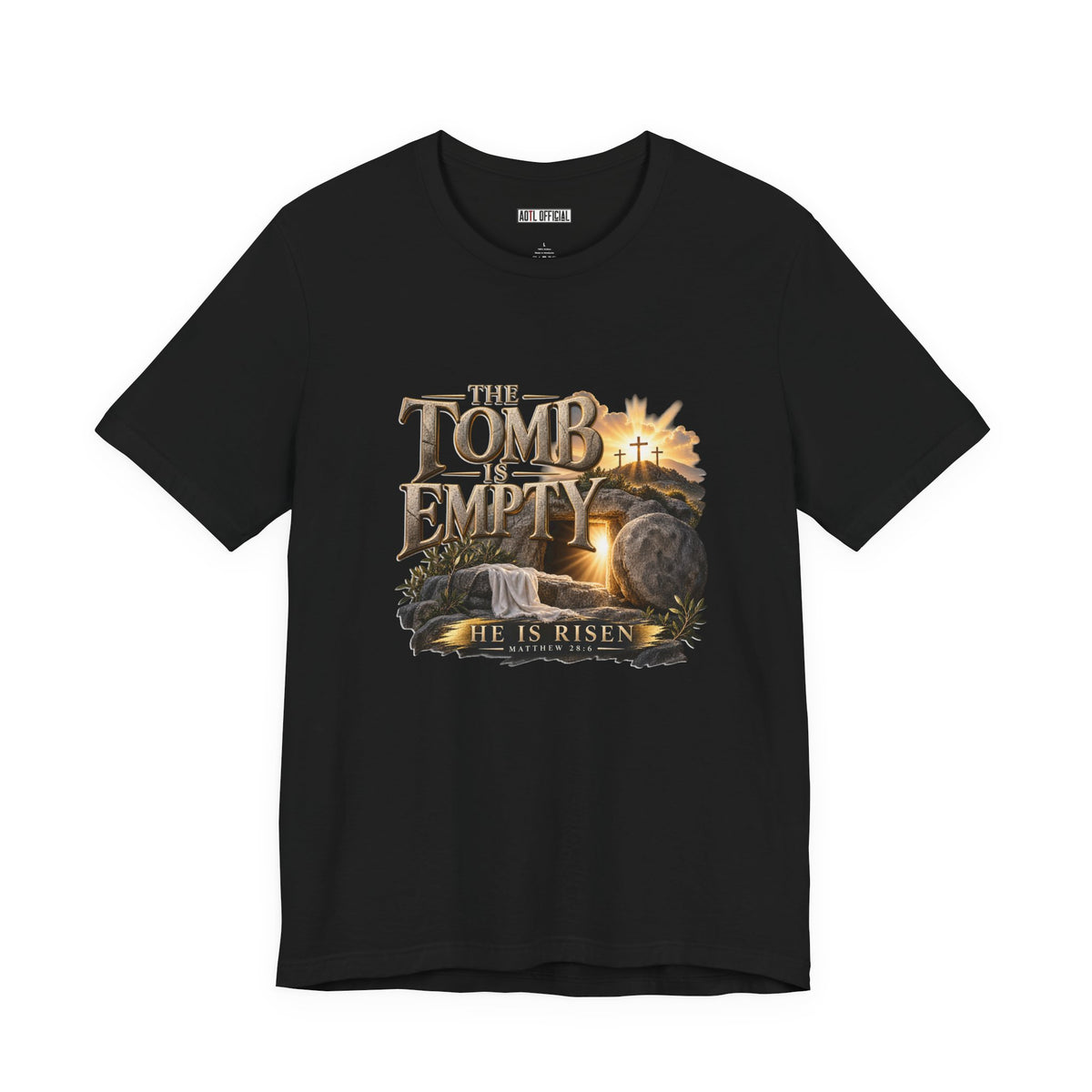 The Tomb Is Empty — Matthew 28:6 Christian T-shirt