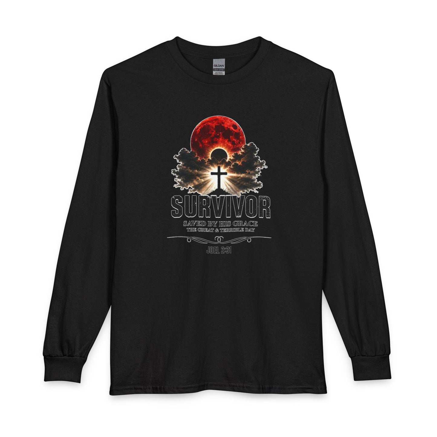 Survivor - Saved by His Grace (Joel 2:31) Christian Long Sleeve Shirt