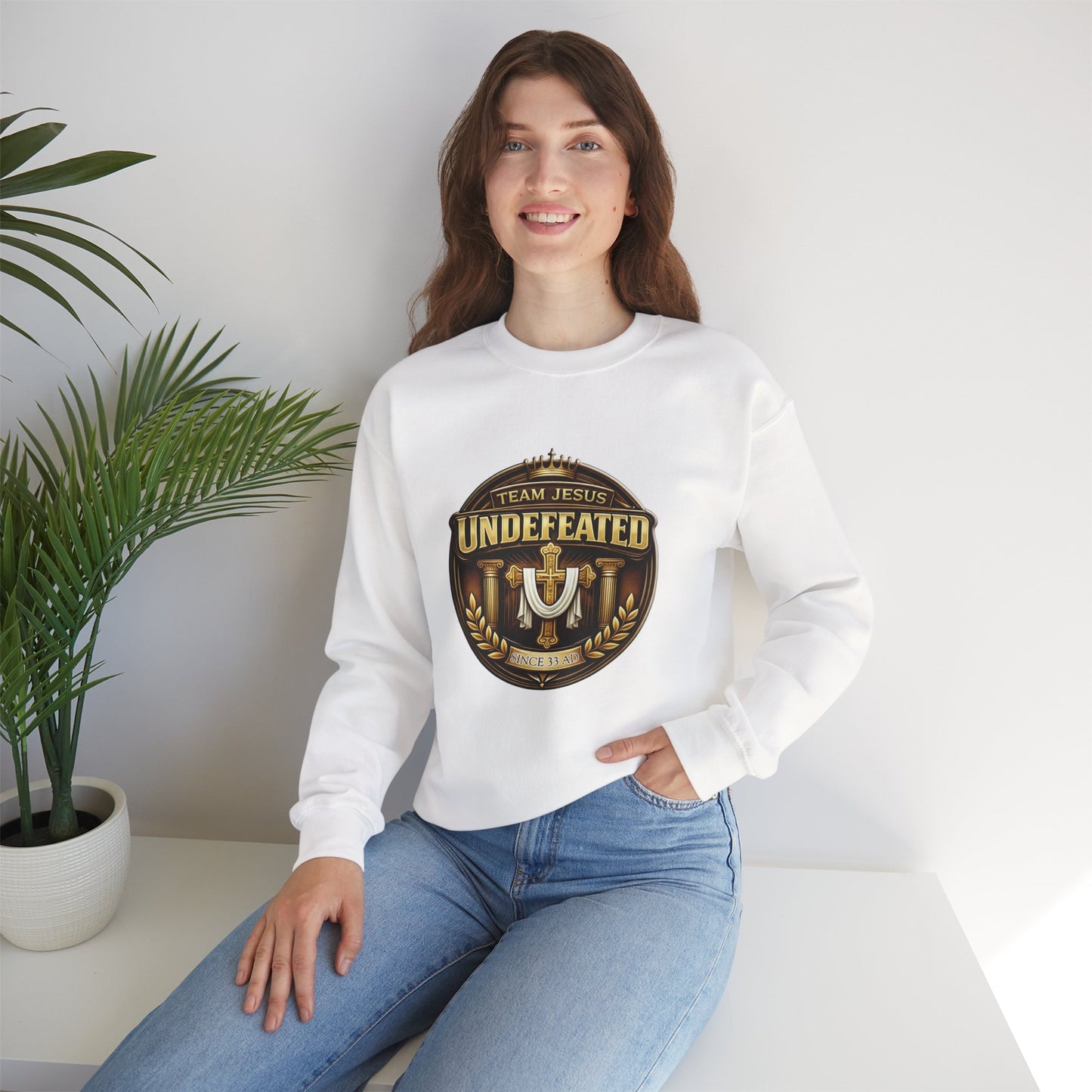 Team Jesus, Undefeated Since 33 AD Heavy Blend™ Crewneck Sweatshirt