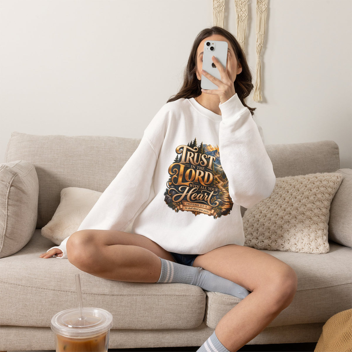Trust in the Lord With All Your Heart – Proverbs 3:5-6 Mountain Path Design Christian  Sweatshirt