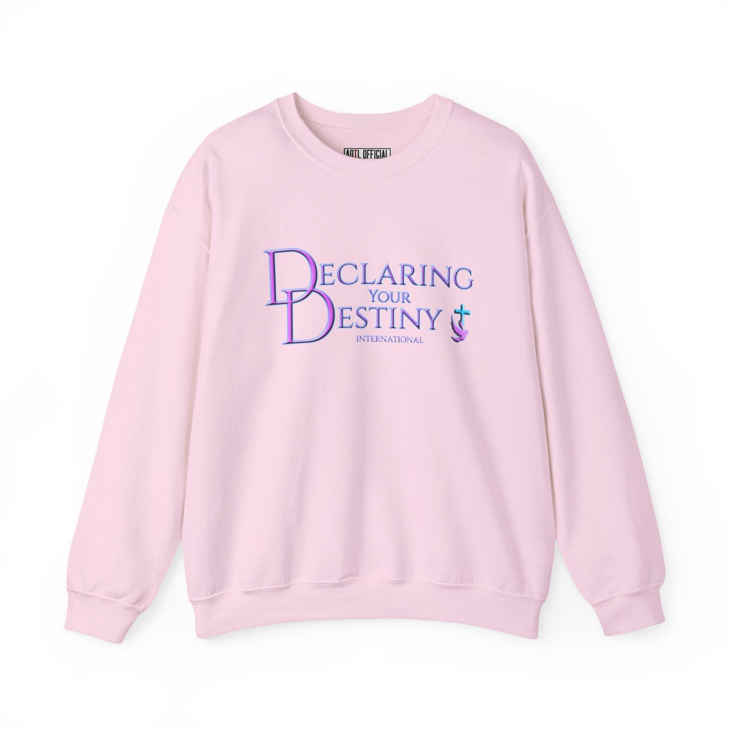 Declaring Your Destiny Purple & Teal logo/ 2 Corinthians 5:7 Unisex Heavy Blend™ Crewneck Sweatshirt