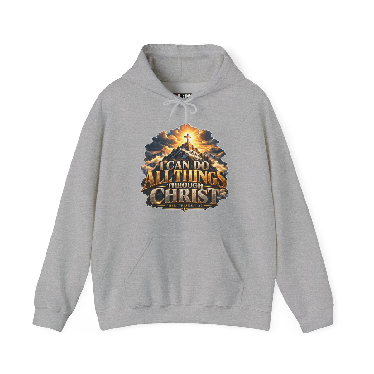 I Can Do All Things Through Christ – Philippians 4:13 Mountain Cross Design Christian Hoodie