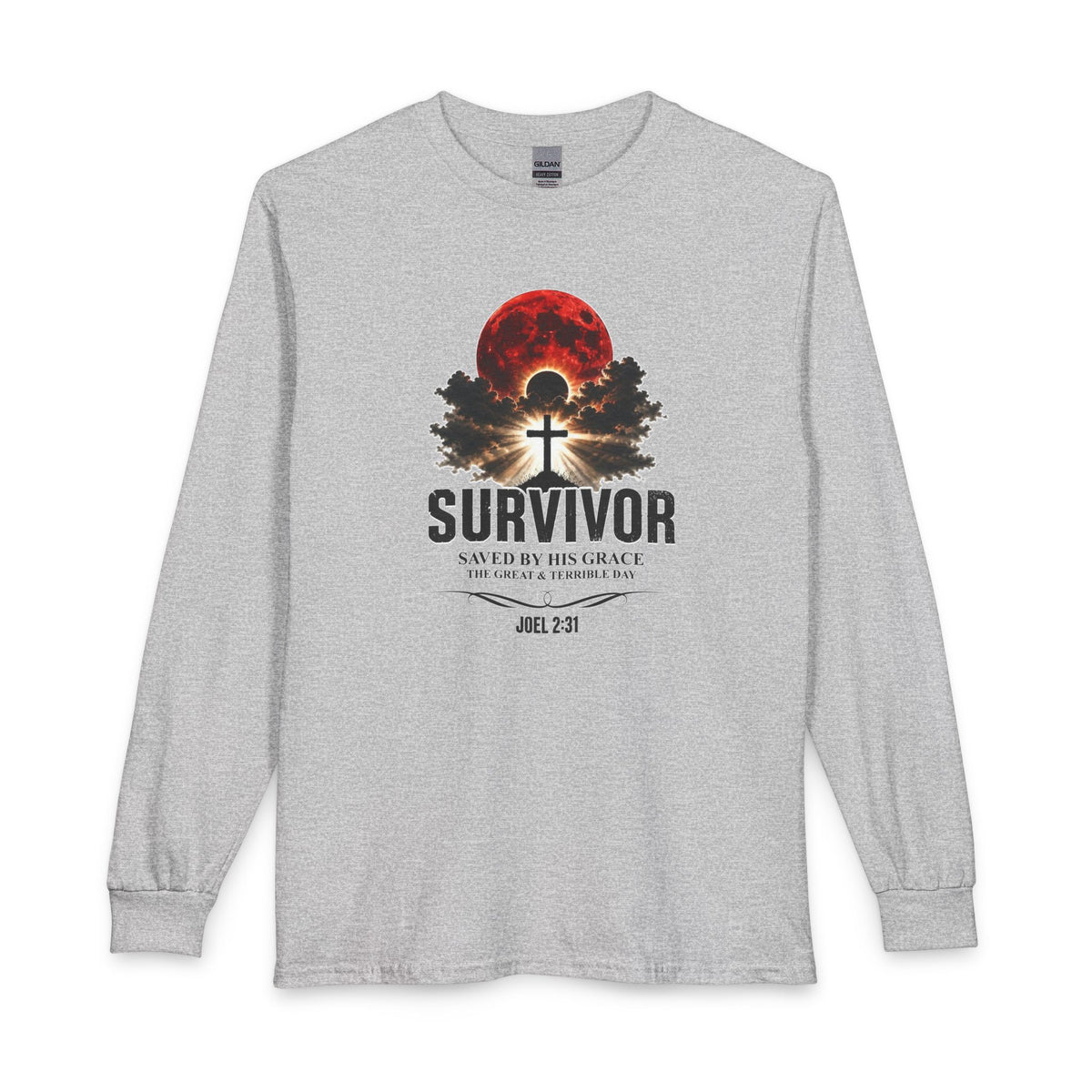 Survivor - Saved by His Grace (Joel 2:31) Christian Long Sleeve Shirt