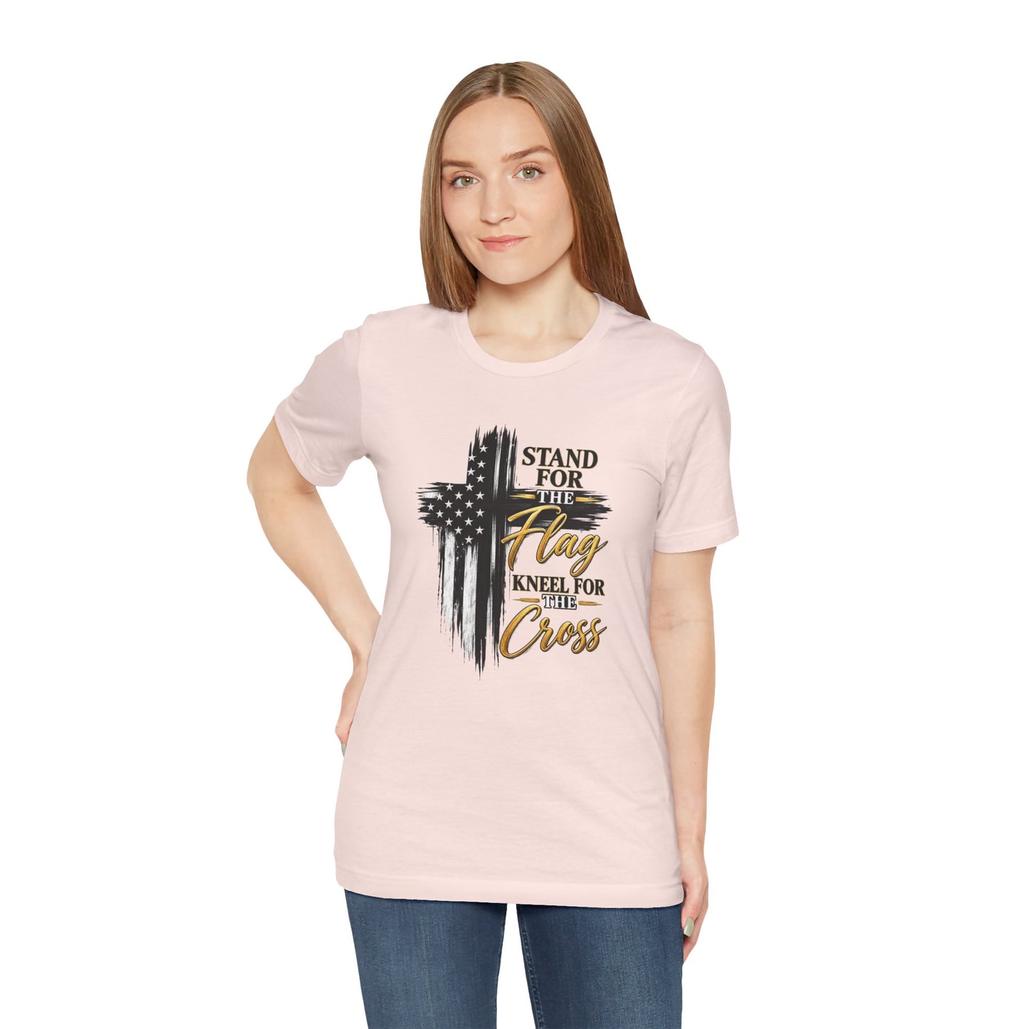 Stand for the Flag, Kneel for the Cross Christian T-shirt