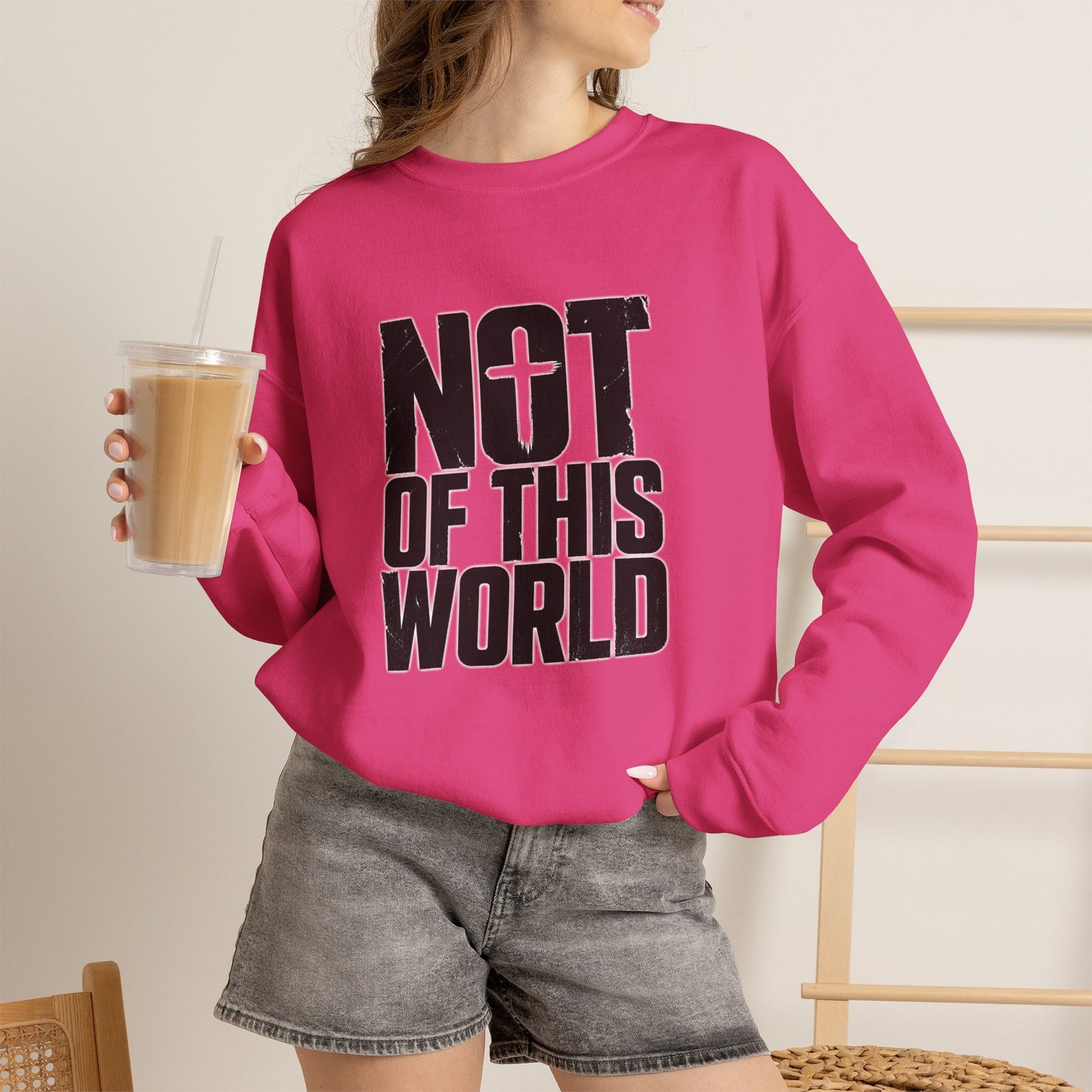 Not Of This World Black Text Christian Sweatshirt
