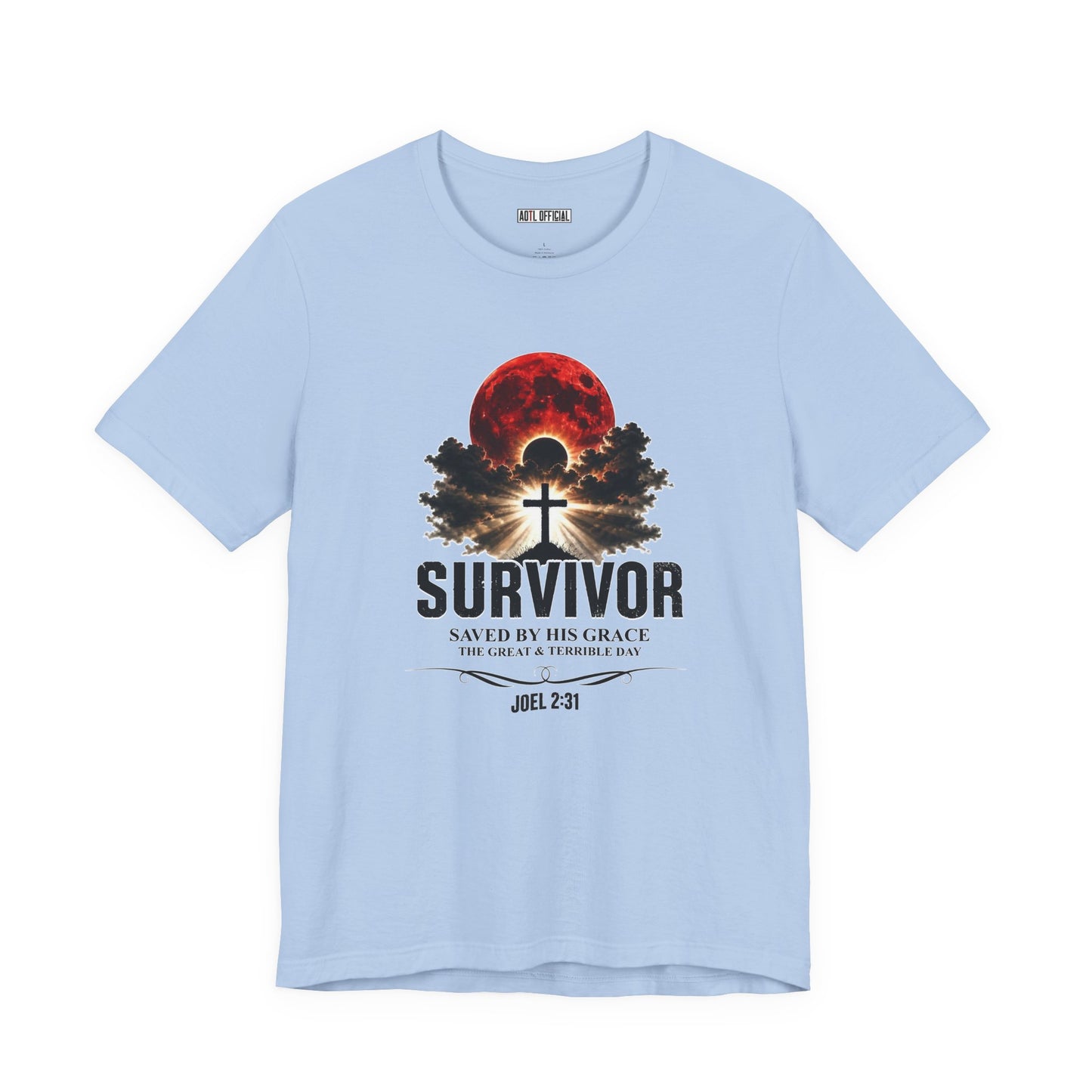 Survivor – Saved by His Grace (Joel 2:31) Unisex Short Sleeve Tee
