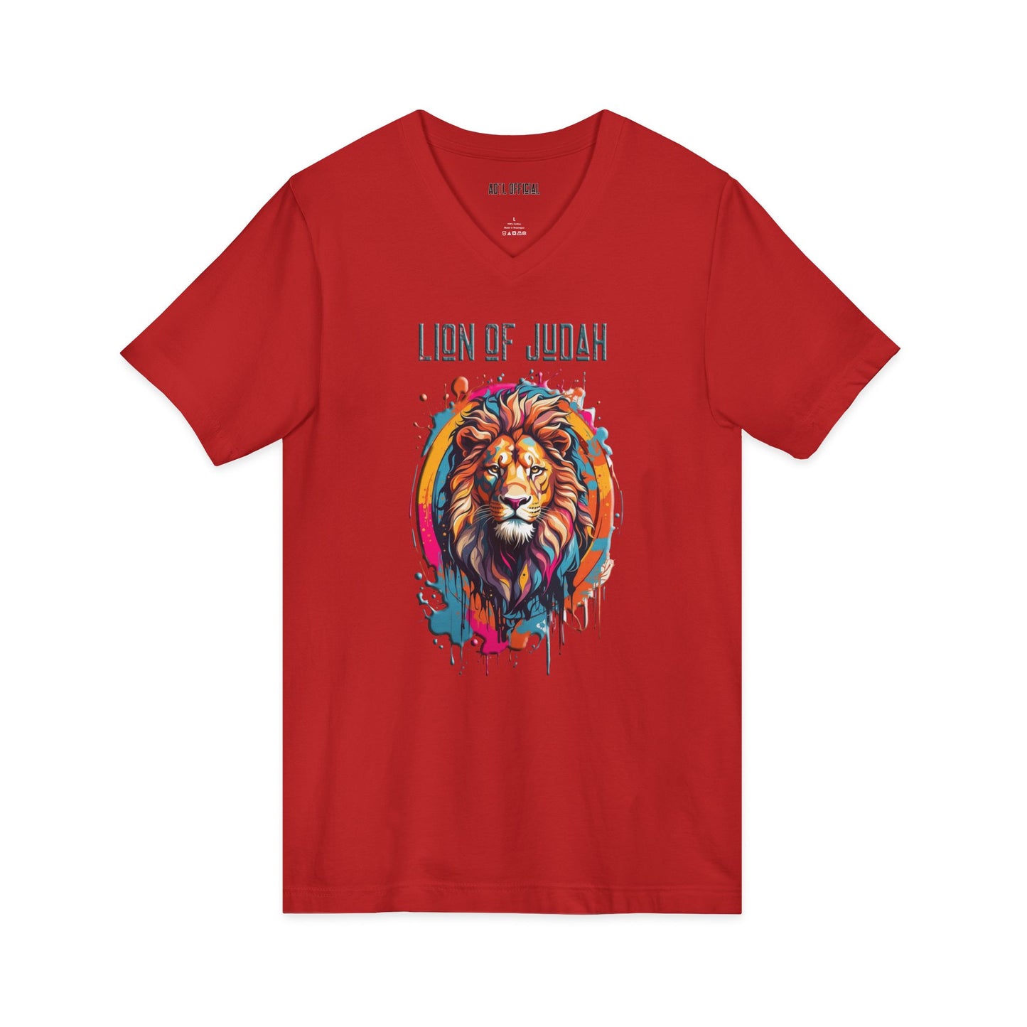 Graffiti Drip Lion of Judah V-neck Tee