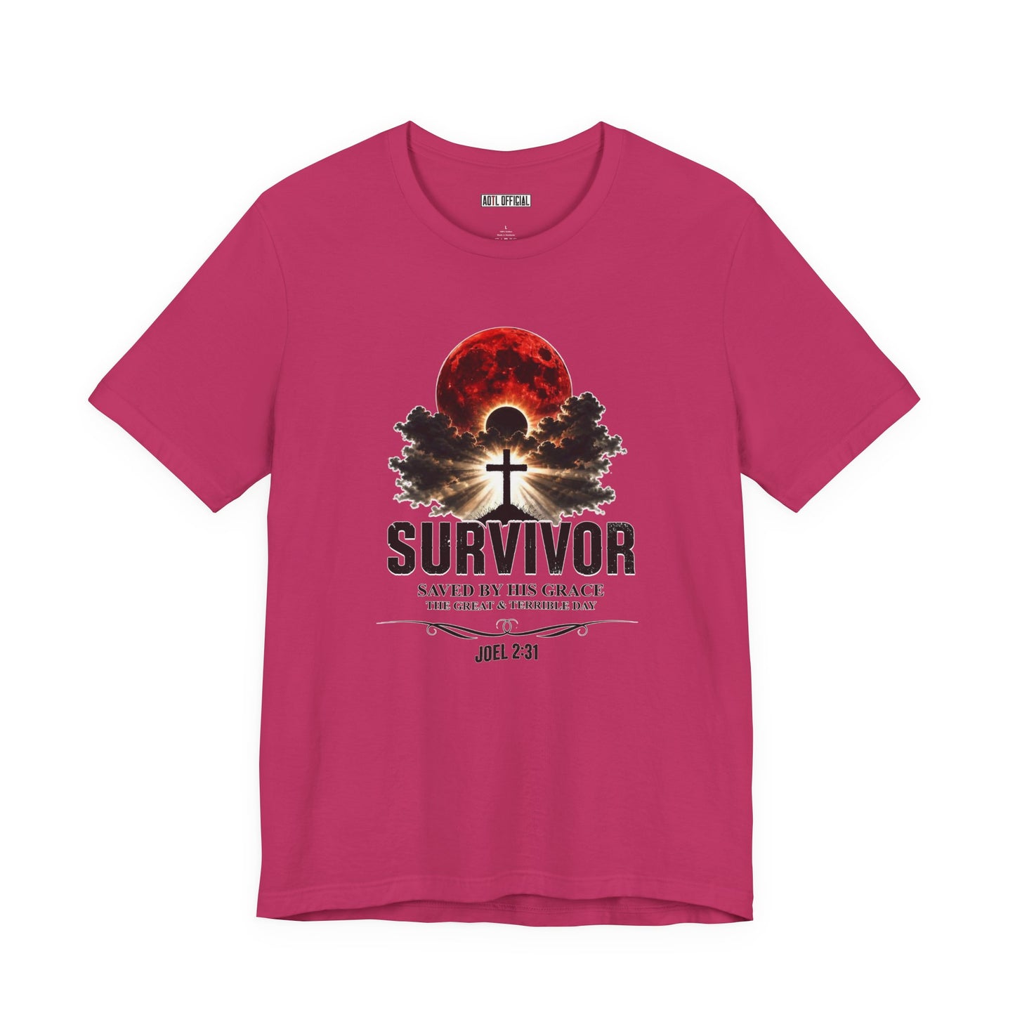 Survivor – Saved by His Grace (Joel 2:31) Unisex Short Sleeve Tee