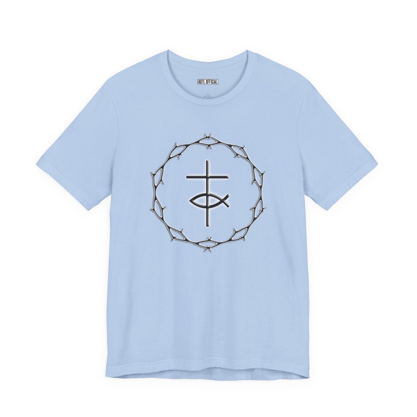 Circle of Thorns & Cross with Fish Unisex Jersey Short Sleeve Tee