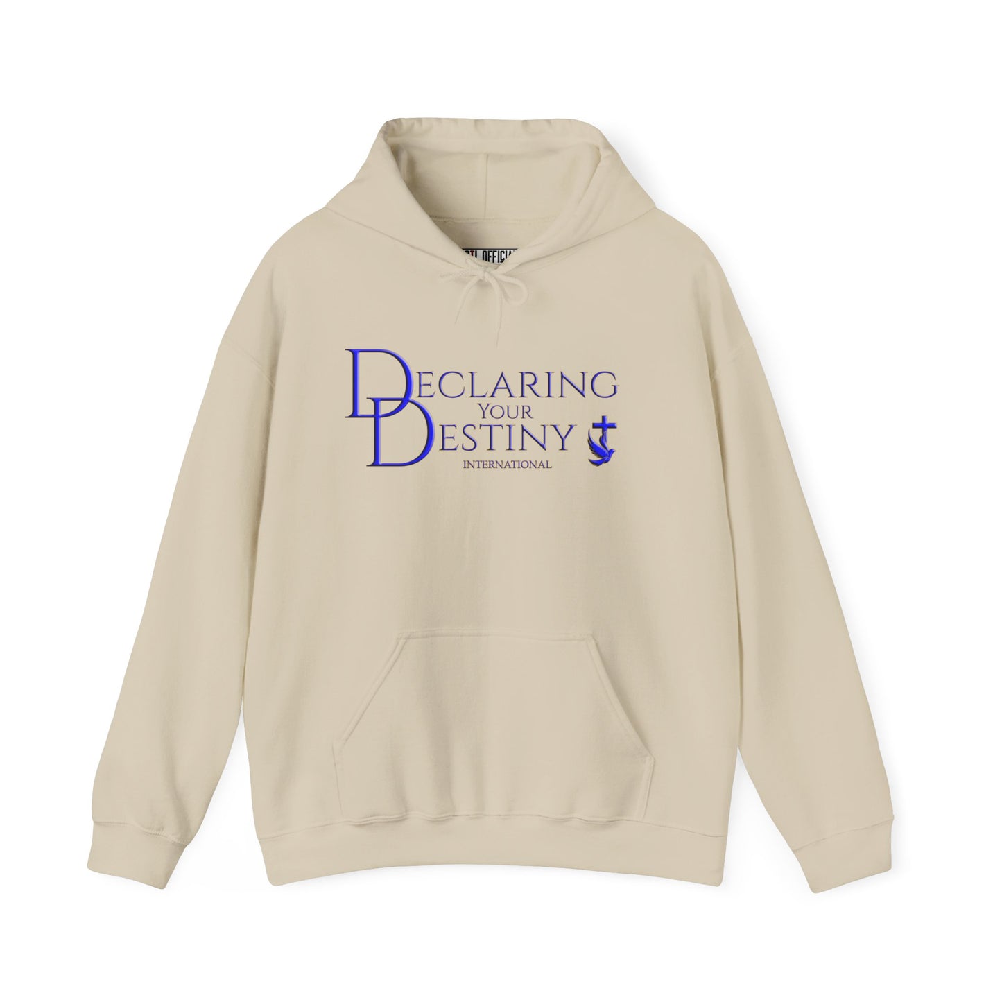 Declaring Your Destiny Blue & Gold logo/ Romans 8:31  Unisex Heavy Blend™ Hooded Sweatshirt