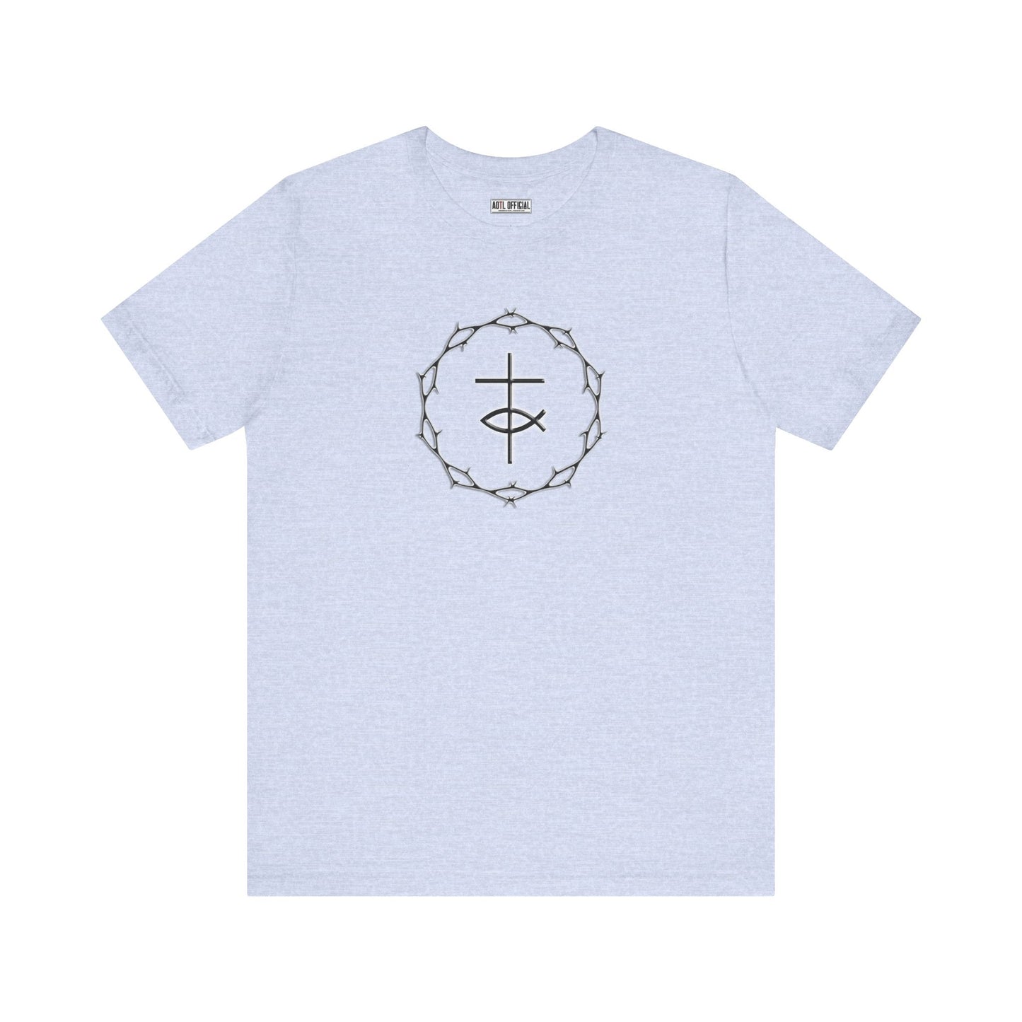 Circle of Thorns & Cross with Fish Unisex Jersey Short Sleeve Tee