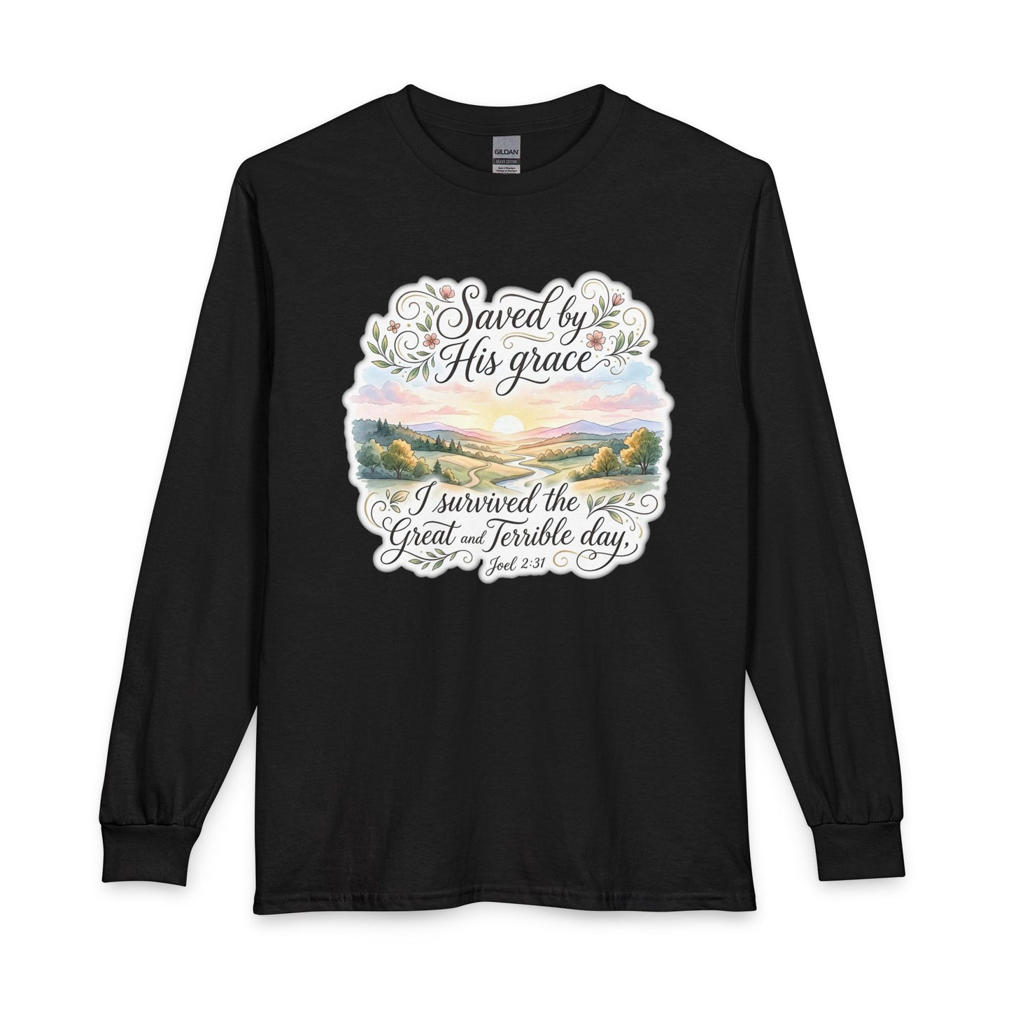 Grace Beyond the Horizon – I Survived the Great and Terrible Day (Joel 2:31) Christian Long Sleeve Shirt