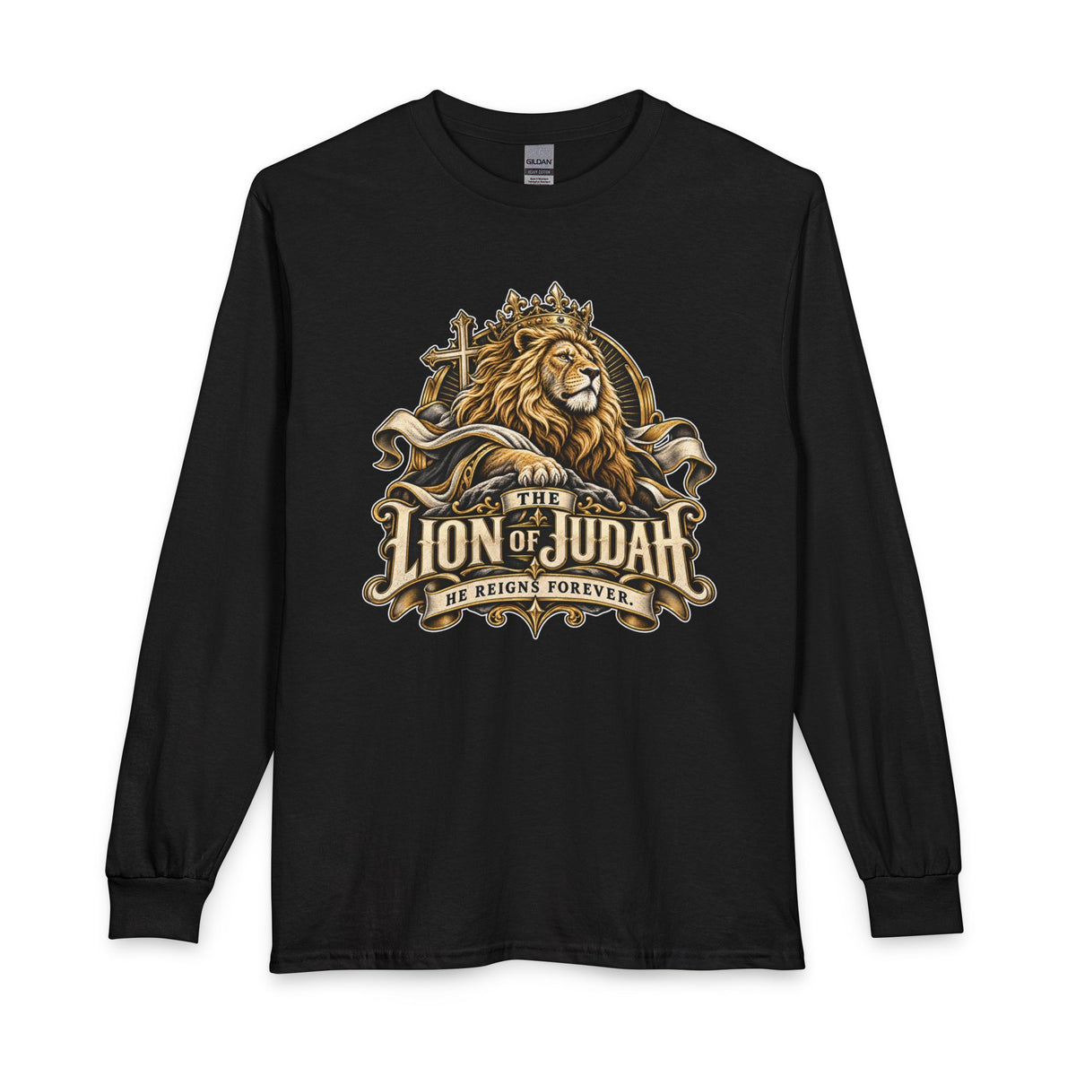 Lion of Judah —He Reigns Forever Christian Long Sleeve Shirt