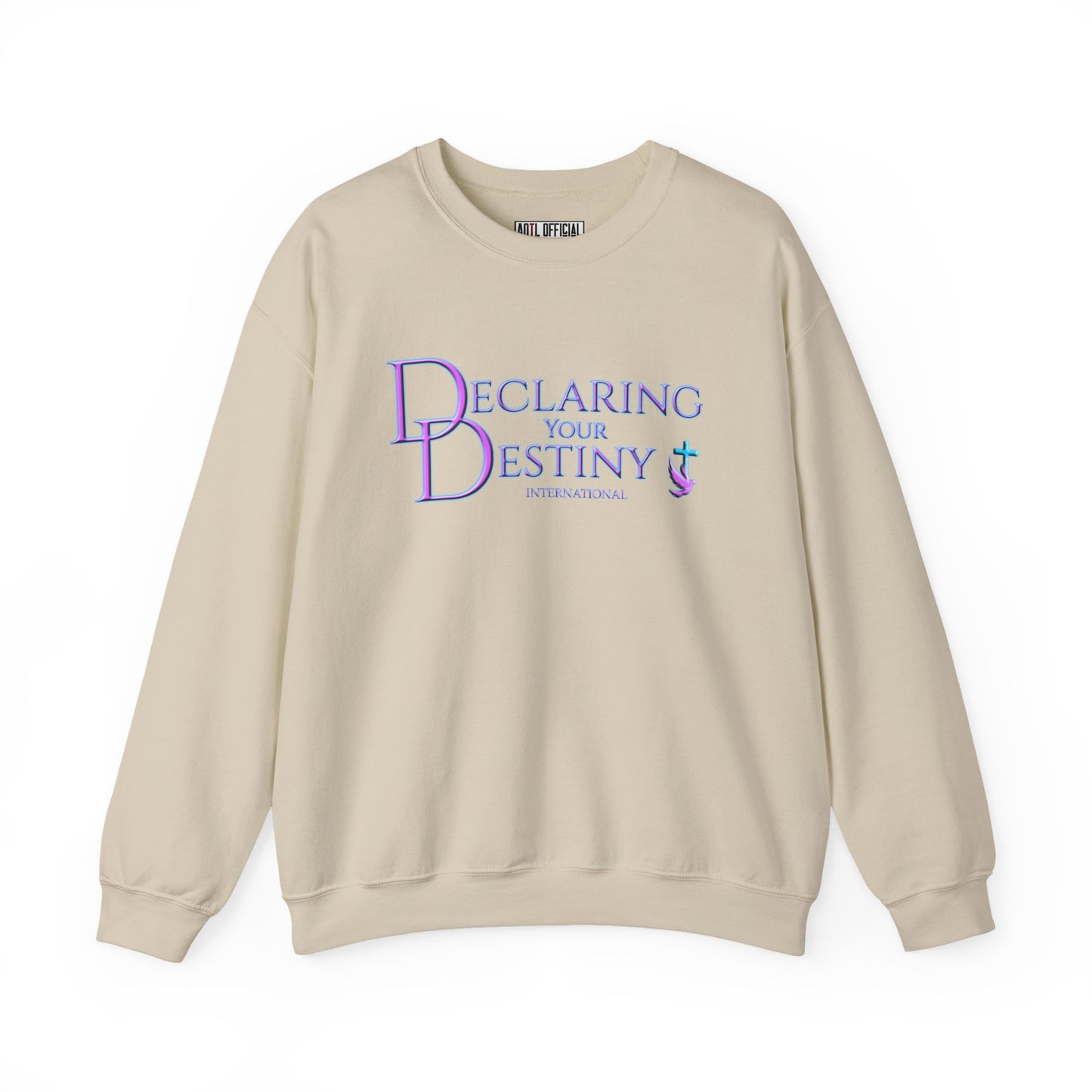 Declaring Your Destiny Purple -Teal logo/ Alpha & Omega Purple Lightning  Unisex Heavy Blend™ Crewneck Sweatshirt