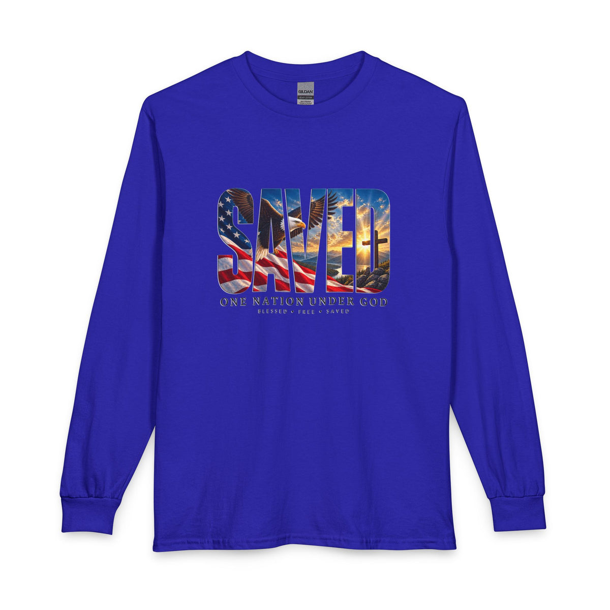Saved-One Nation Under God Christian Long Sleeve Shirt
