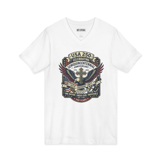 250 year Anniversary One Nation Under God Version 2  V-Neck Tee