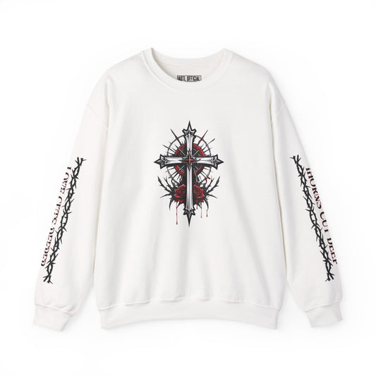 Thorned Redemption With Powerful Sleeve Message Heavy Blend™ Crewneck Sweatshirt