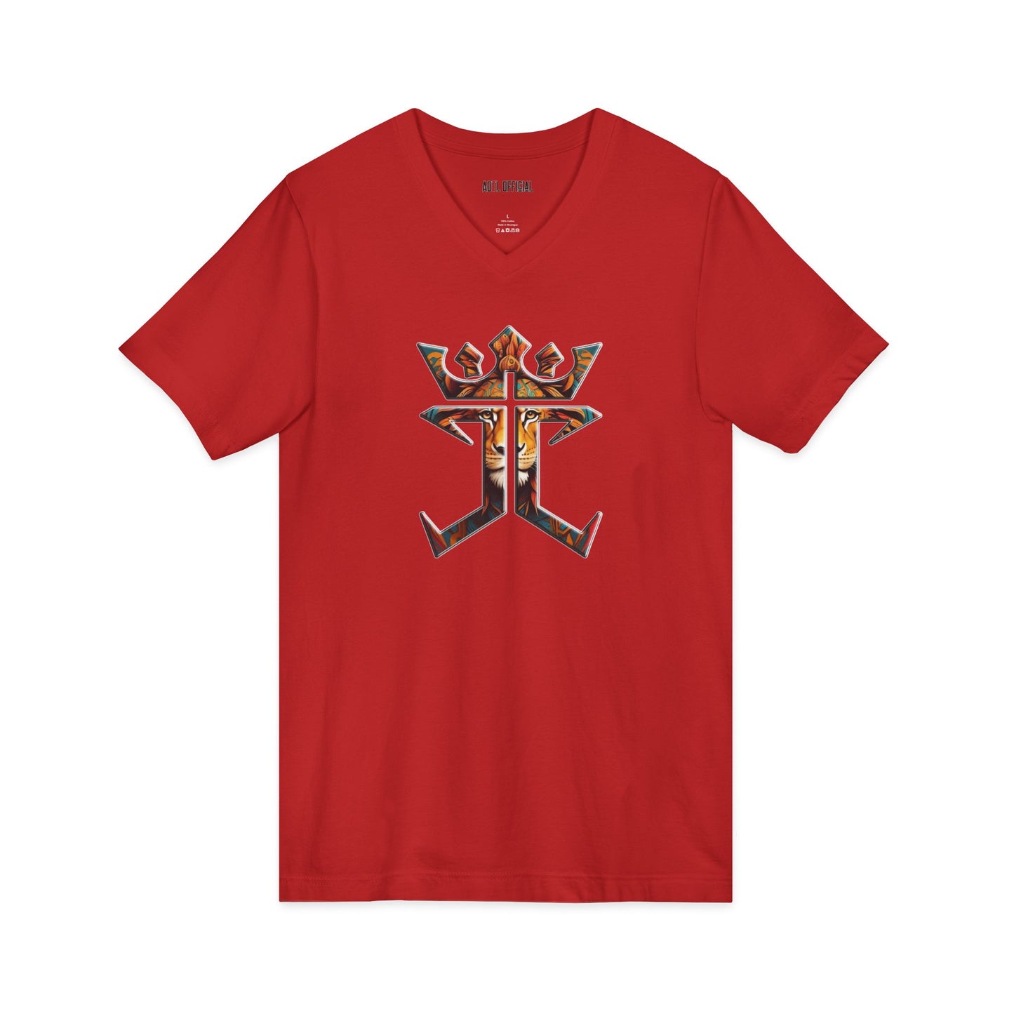 Lion of Judah Jesus Christ is King logo V-neck Tee