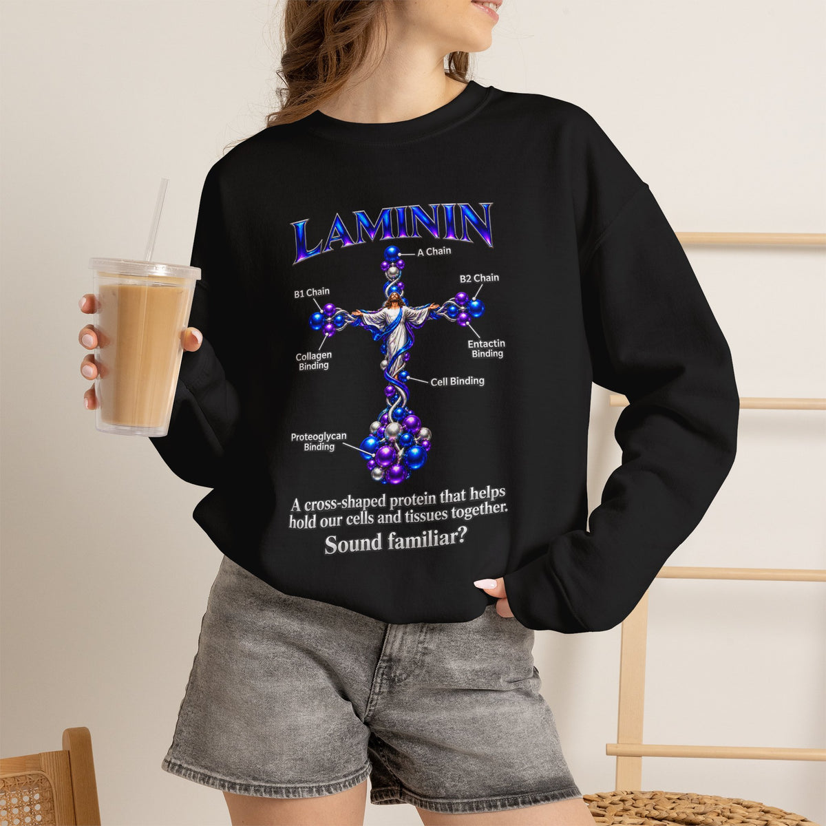 LAMININ Cross Design Christian Sweatshirt
