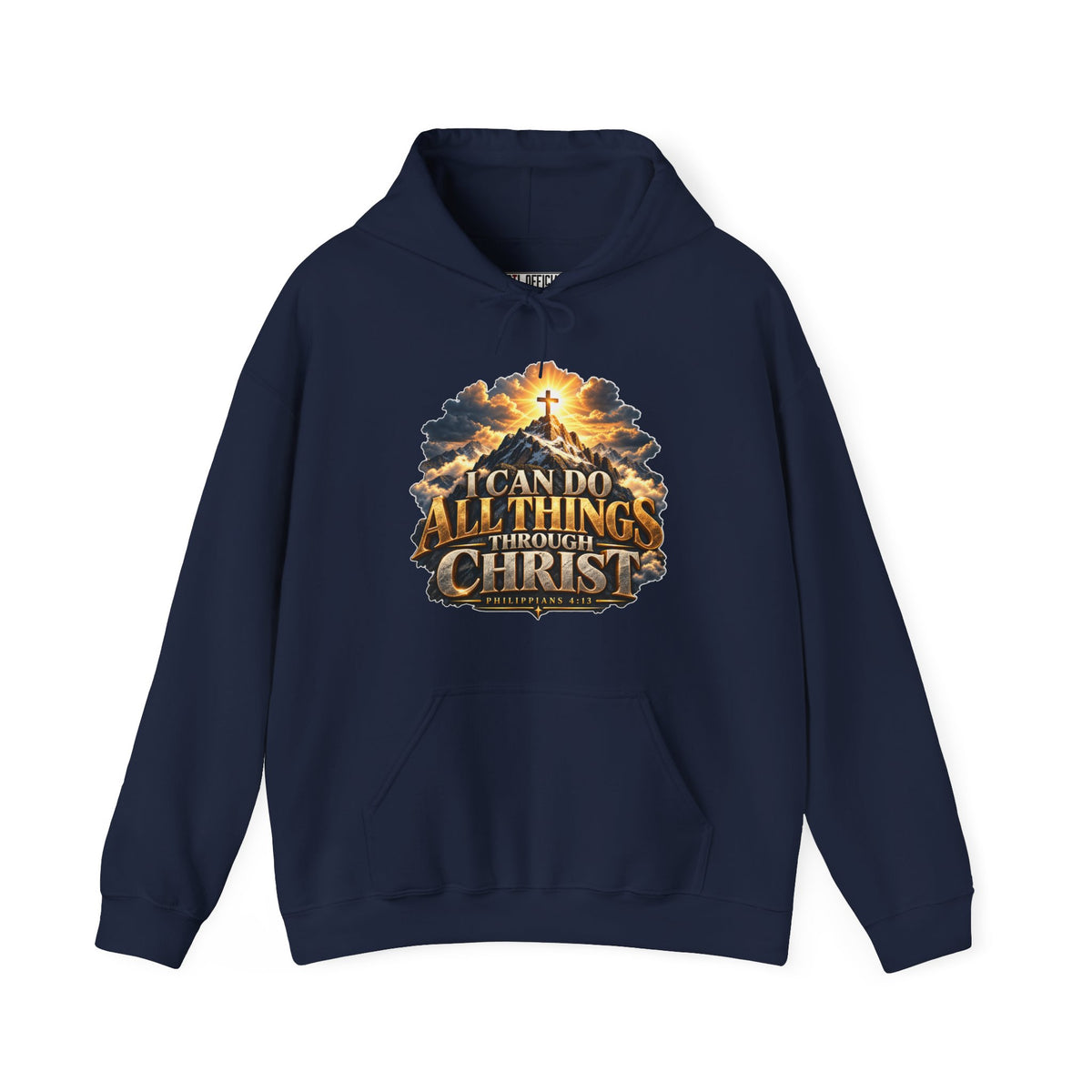 I Can Do All Things Through Christ – Philippians 4:13 Mountain Cross Design Christian Hoodie