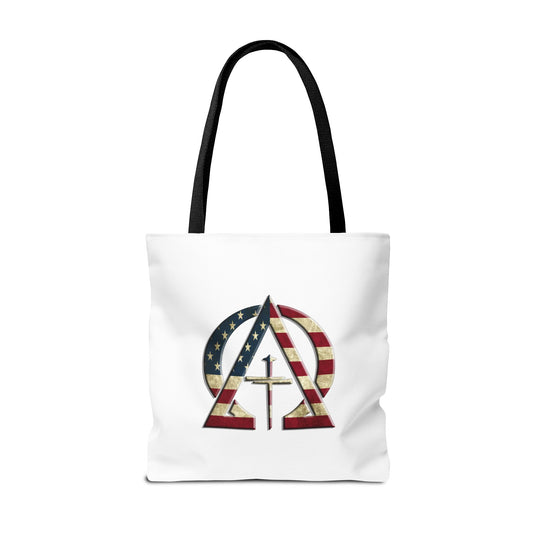 Declaring Your Destiny USA logo/ USA Alpha & Omega Christian Tote bag