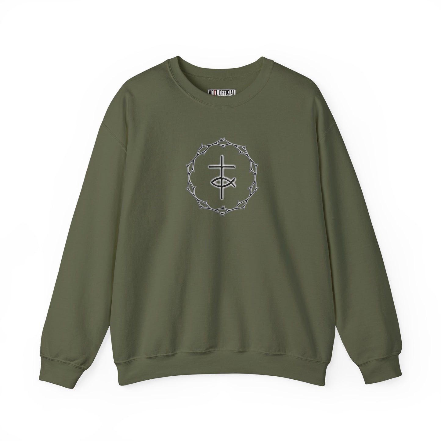 Circle of Thorns, Cross & Fish Unisex Heavy Blend™ Crewneck Sweatshirt