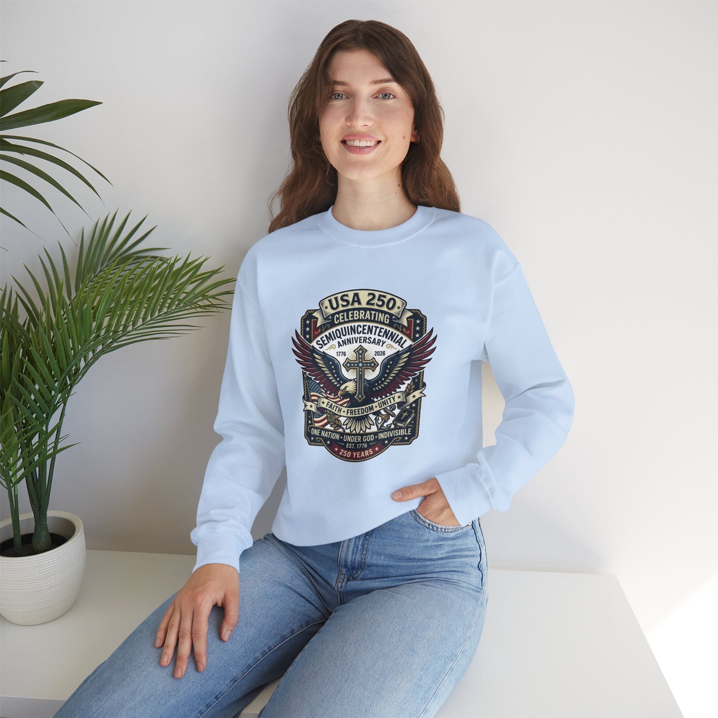 250 year Anniversary One Nation Under God V2 Christian Sweatshirt
