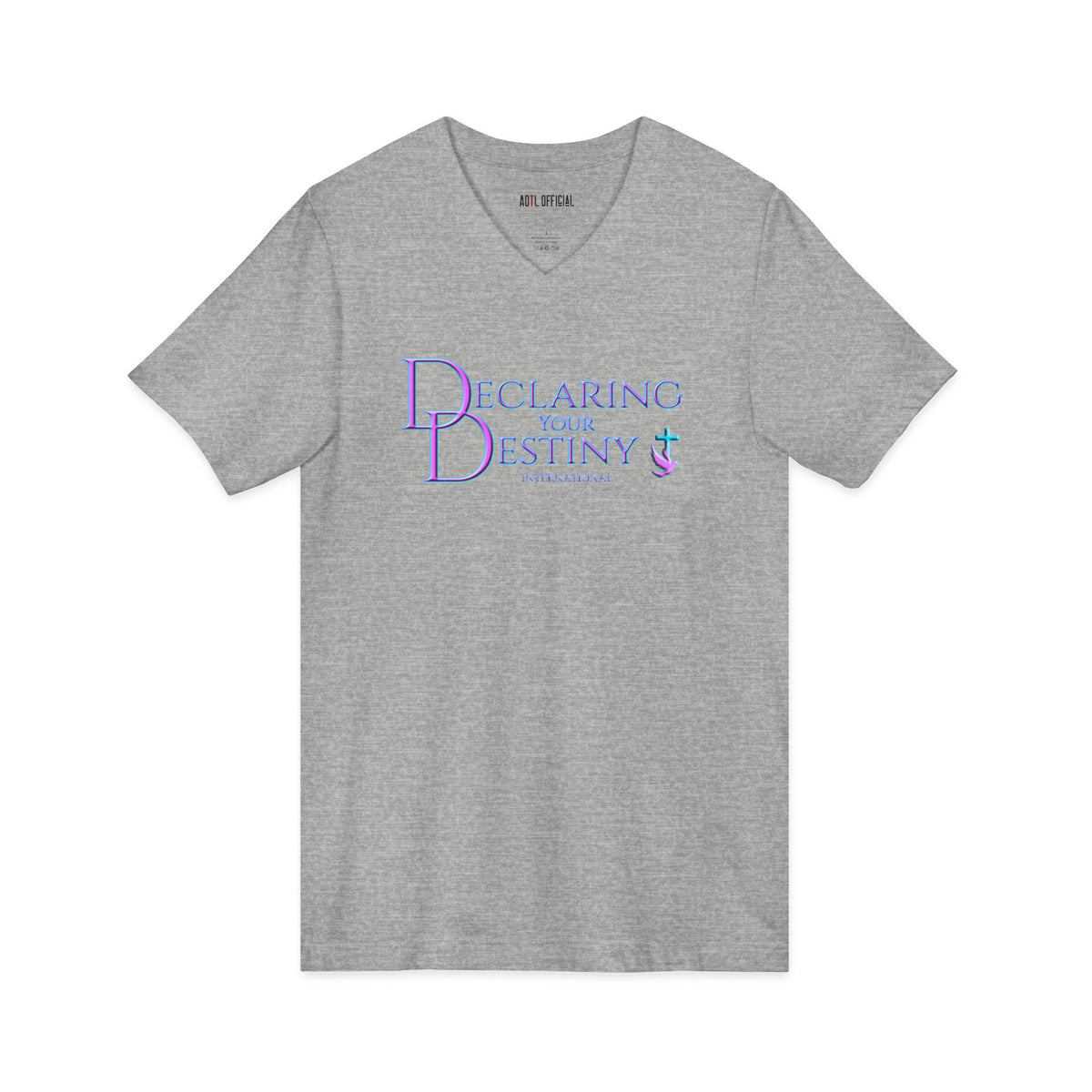 DYD logo in Lilac and Teal  V-Neck Tee