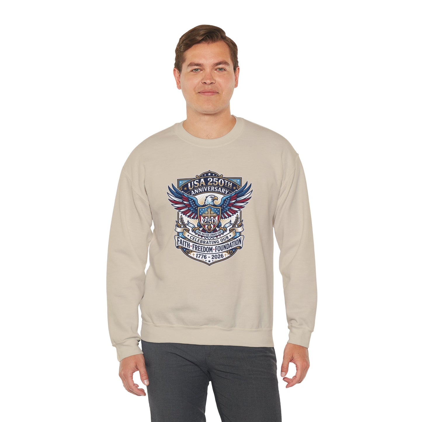 250 Years One nation Under God  Unisex Heavy Blend™ Crewneck Sweatshirt