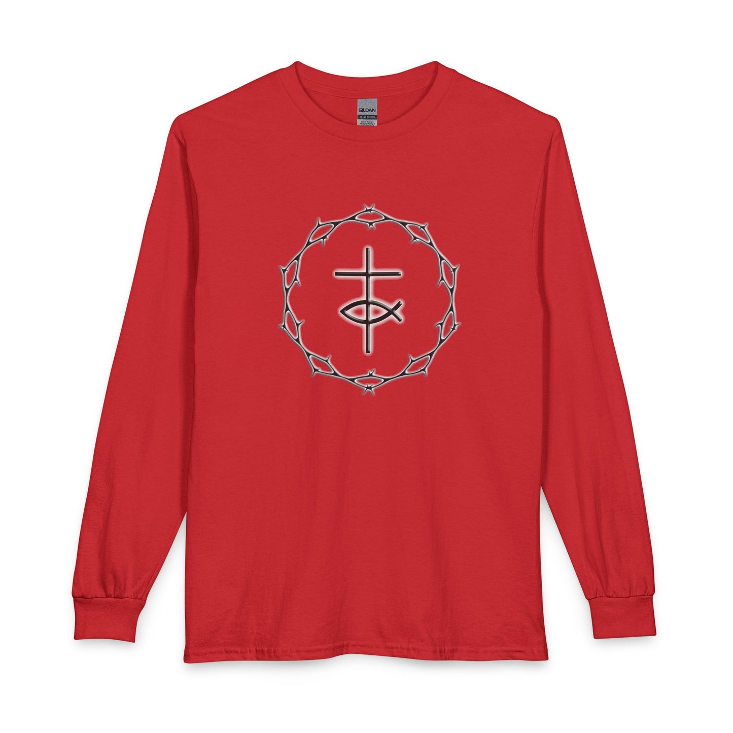 Circle of Thorns & Cross Christian Long Sleeve Shirt