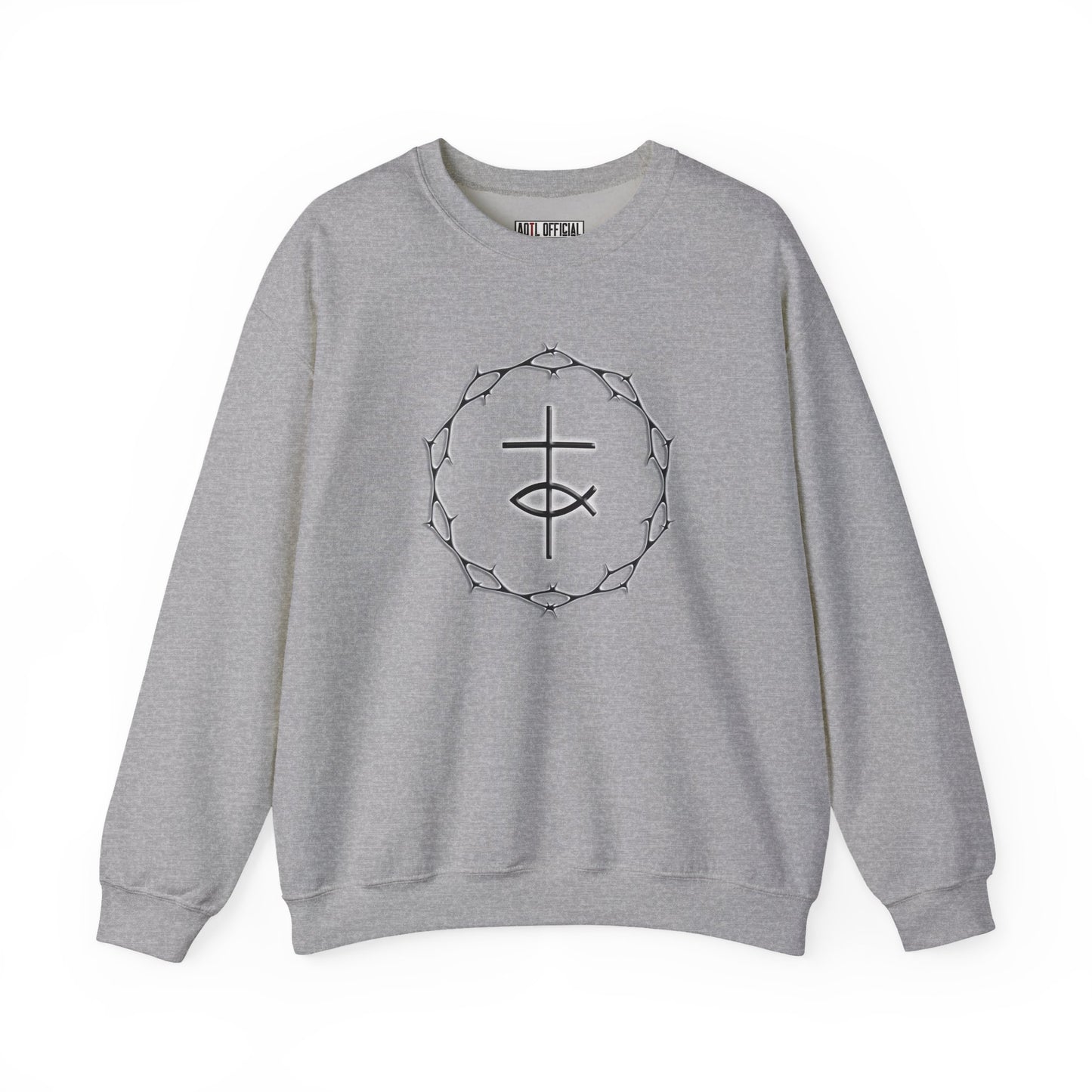 Circle of Thorns, Cross & Fish Unisex Heavy Blend™ Crewneck Sweatshirt