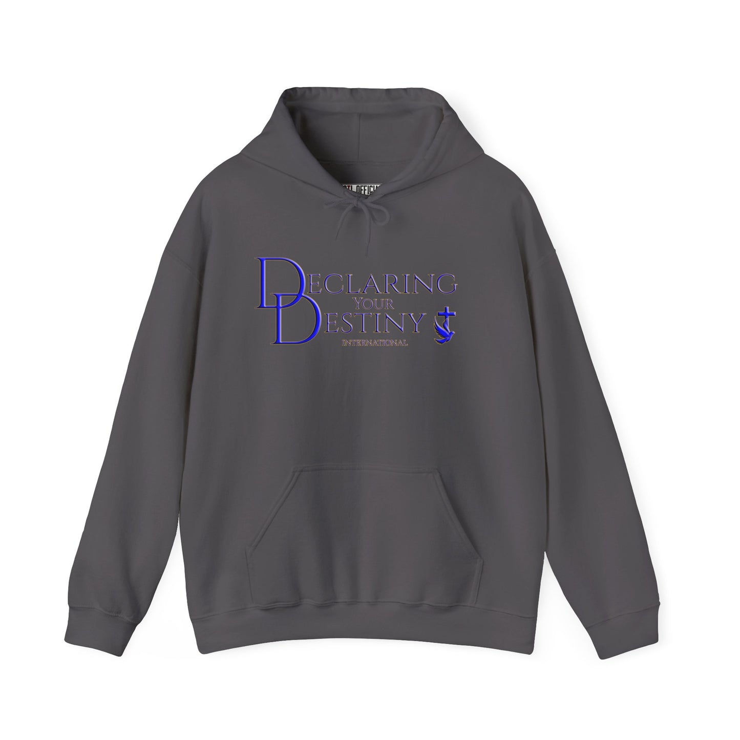 Declaring Your Destiny Blue & Gold logo/ Philippians 4:13  Unisex Heavy Blend™ Hooded Sweatshirt