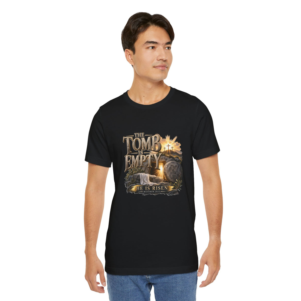 The Tomb Is Empty — Matthew 28:6 Christian T-shirt