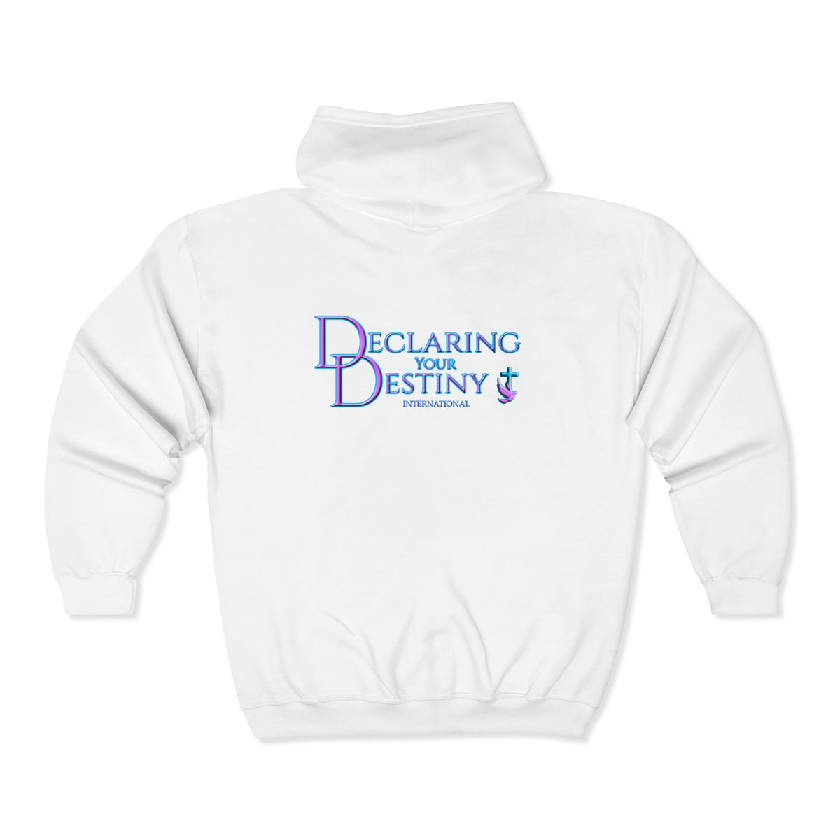 DYD  2 Sided Full-Zip Sweatshirt featuring the Purple/Teal Declaring Your Destiny logo