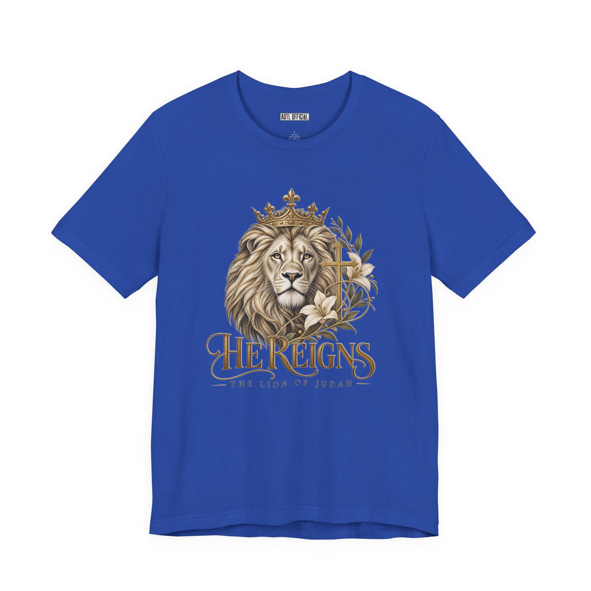 Lion of Judah — He Reigns Christian T-shirt