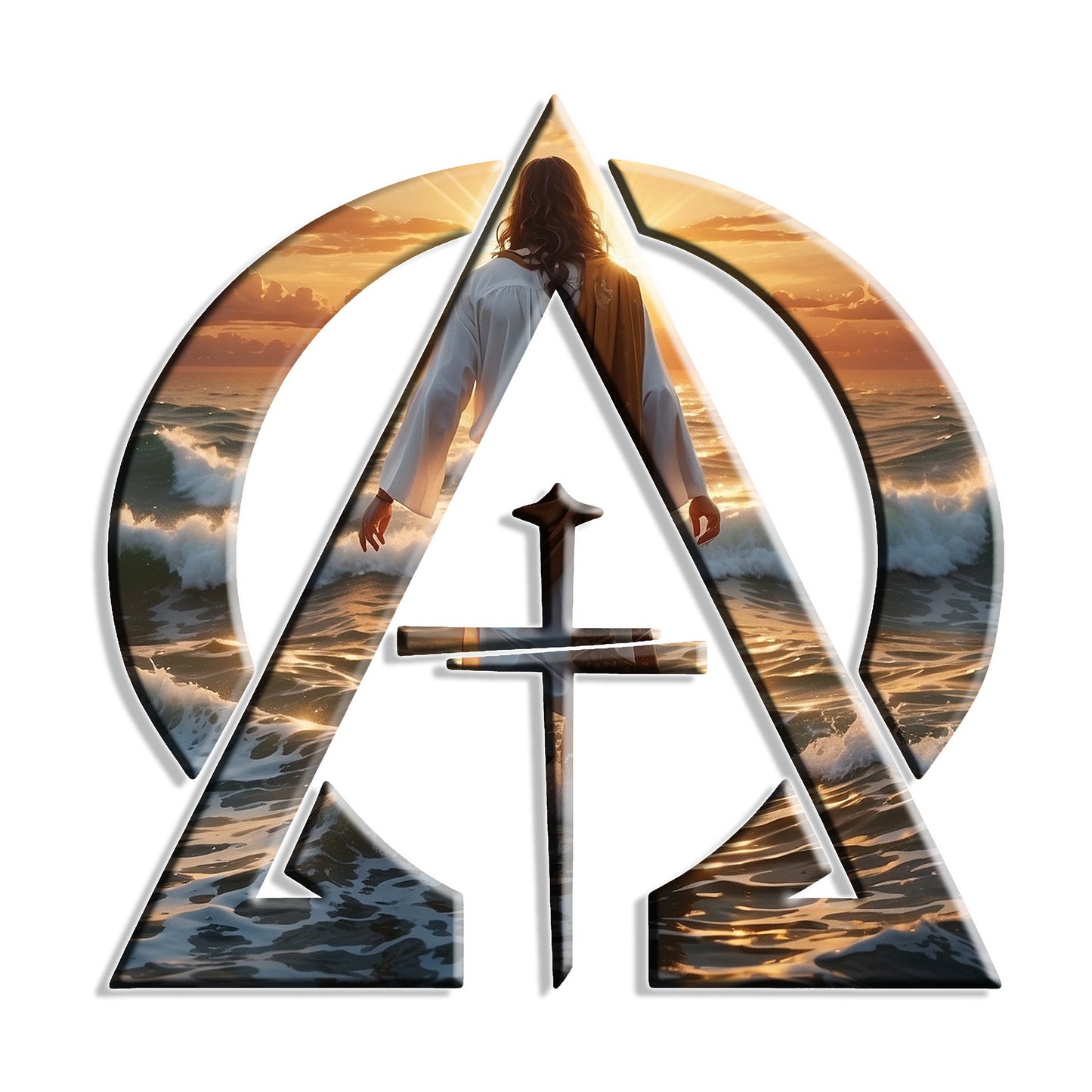 Devine Triad Alpha & Omega Jesus Walking On Water Unisex Short Sleeve Tee