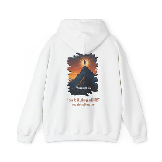 Declaring Your Destiny Blue & Gold logo/ Philippians 4:13  Unisex Heavy Blend™ Hooded Sweatshirt