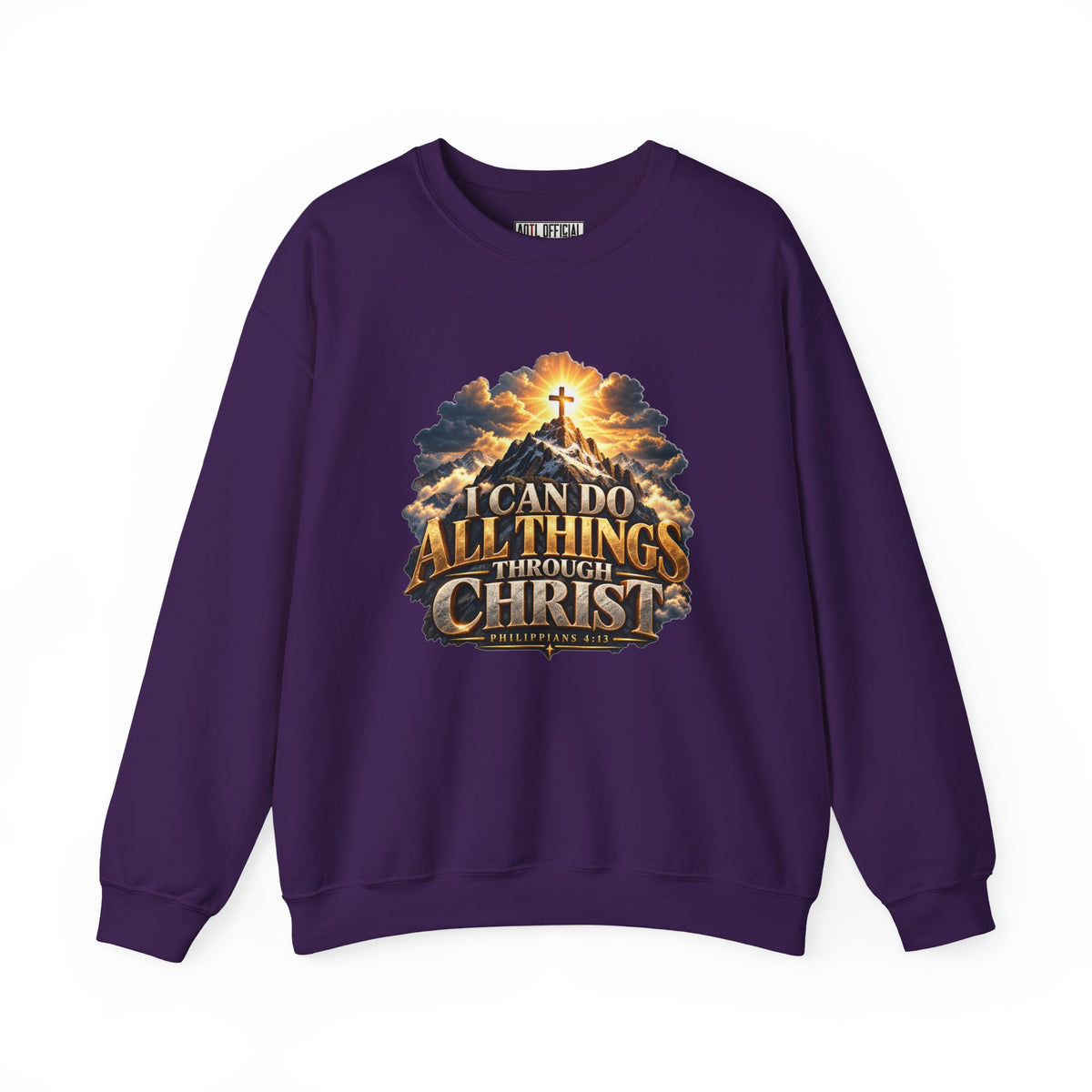 I Can Do All Things Through Christ – Philippians 4:13 Mountain Cross Design Christian  Sweatshirt