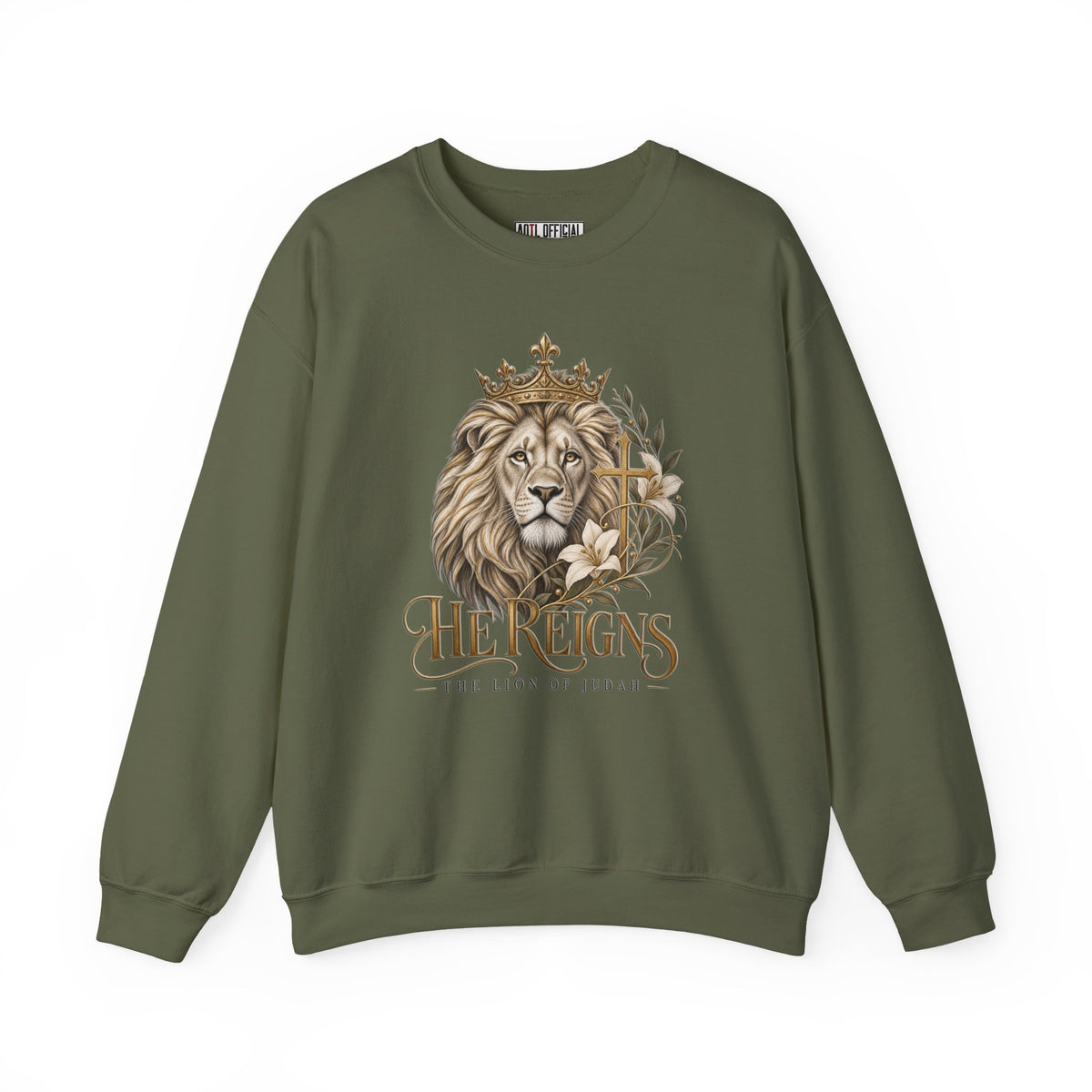Lion of Judah — He Reigns Christian Sweatshirt